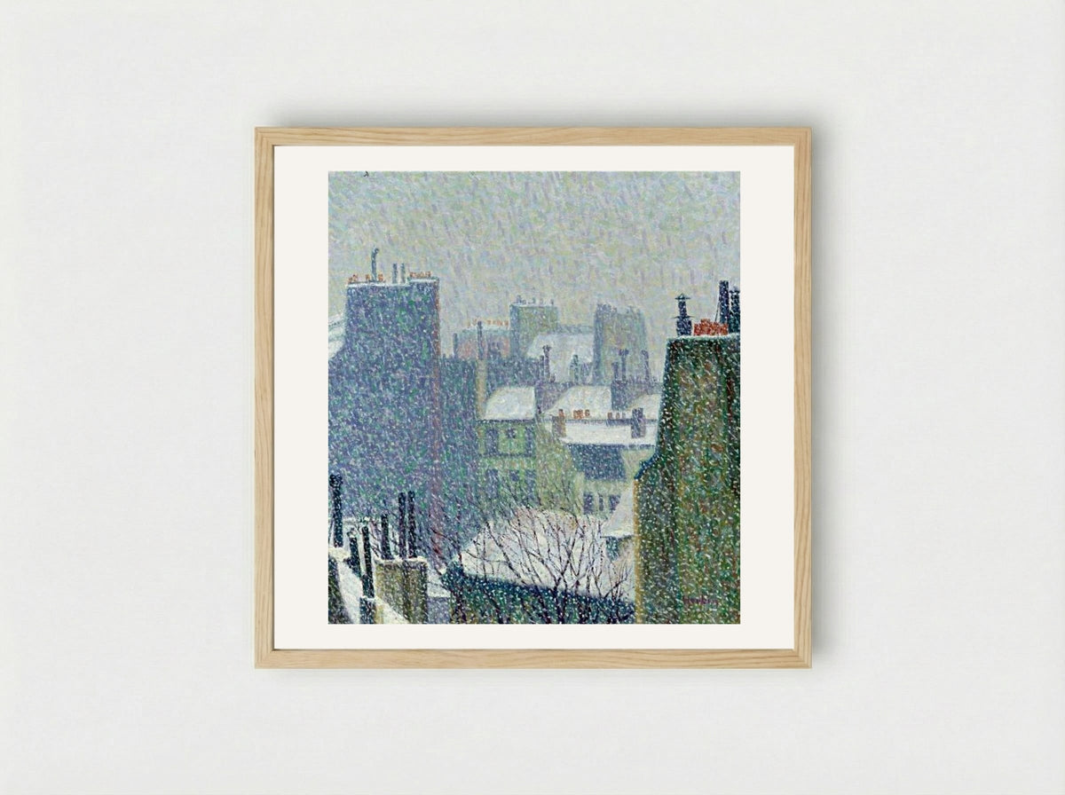 The Roofs of Paris in the Snow - Auguste Herbin - Framed Print Wood