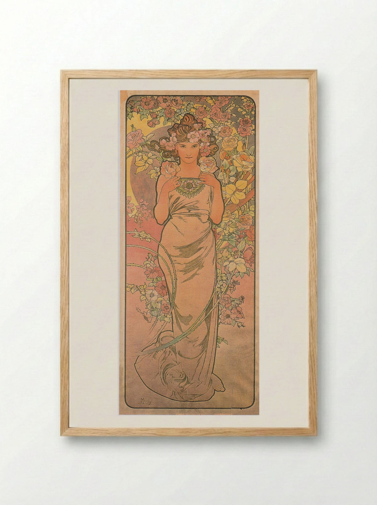 The Rose - Alphonse Mucha - Framed Print Wood