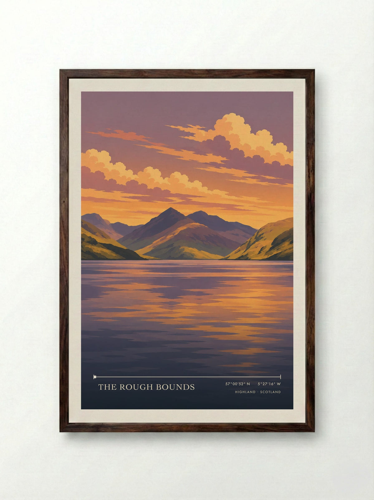 The Rough Bounds, Highland | Travel Poster - Framed Print Dark Wood