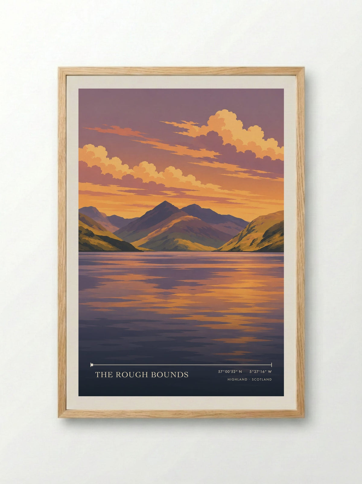 The Rough Bounds, Highland | Travel Poster - Framed Print Wood