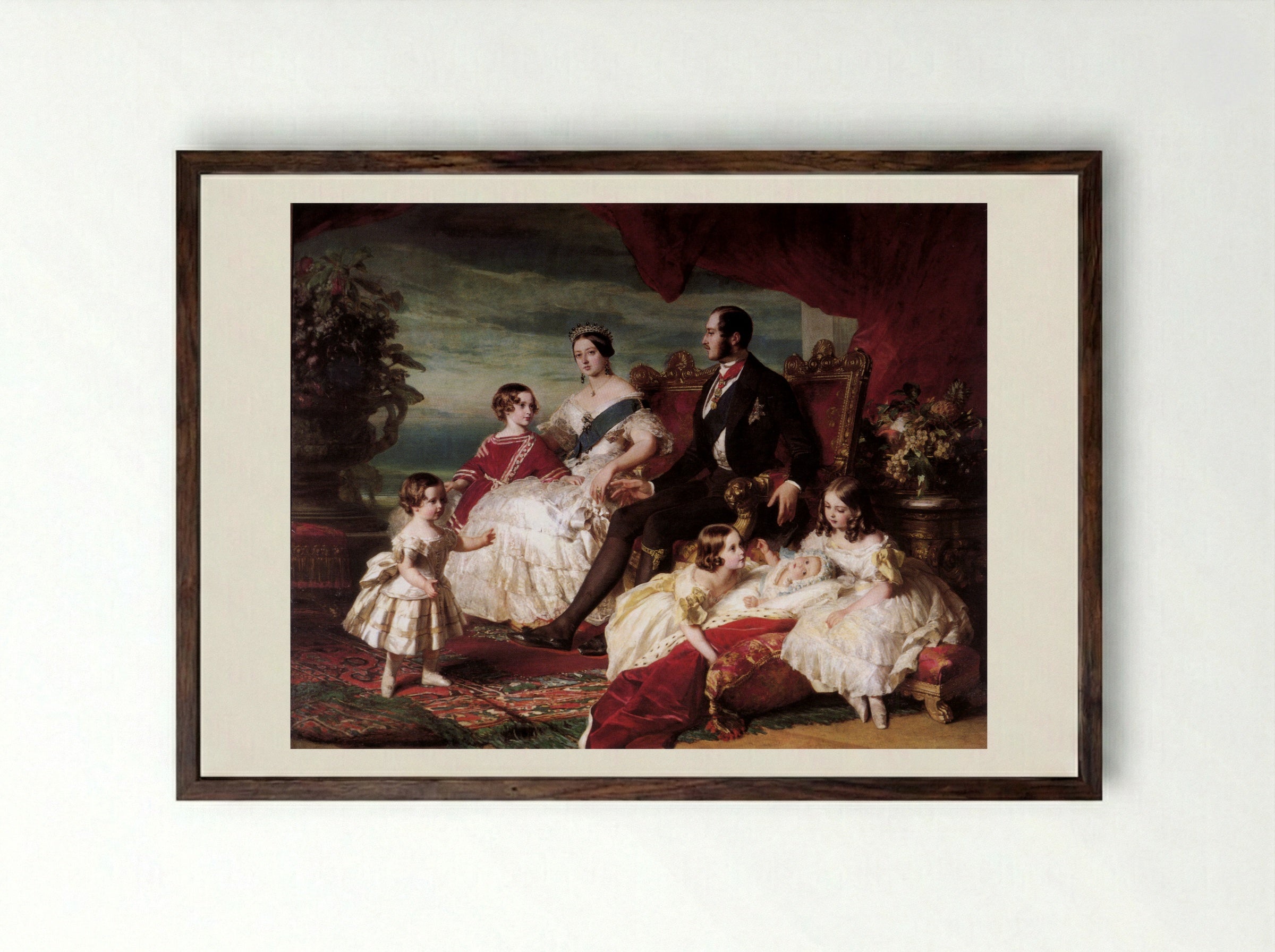 The Royal Family in 1846 - Franz Xaver Winterhalter - Framed Print Dark Wood