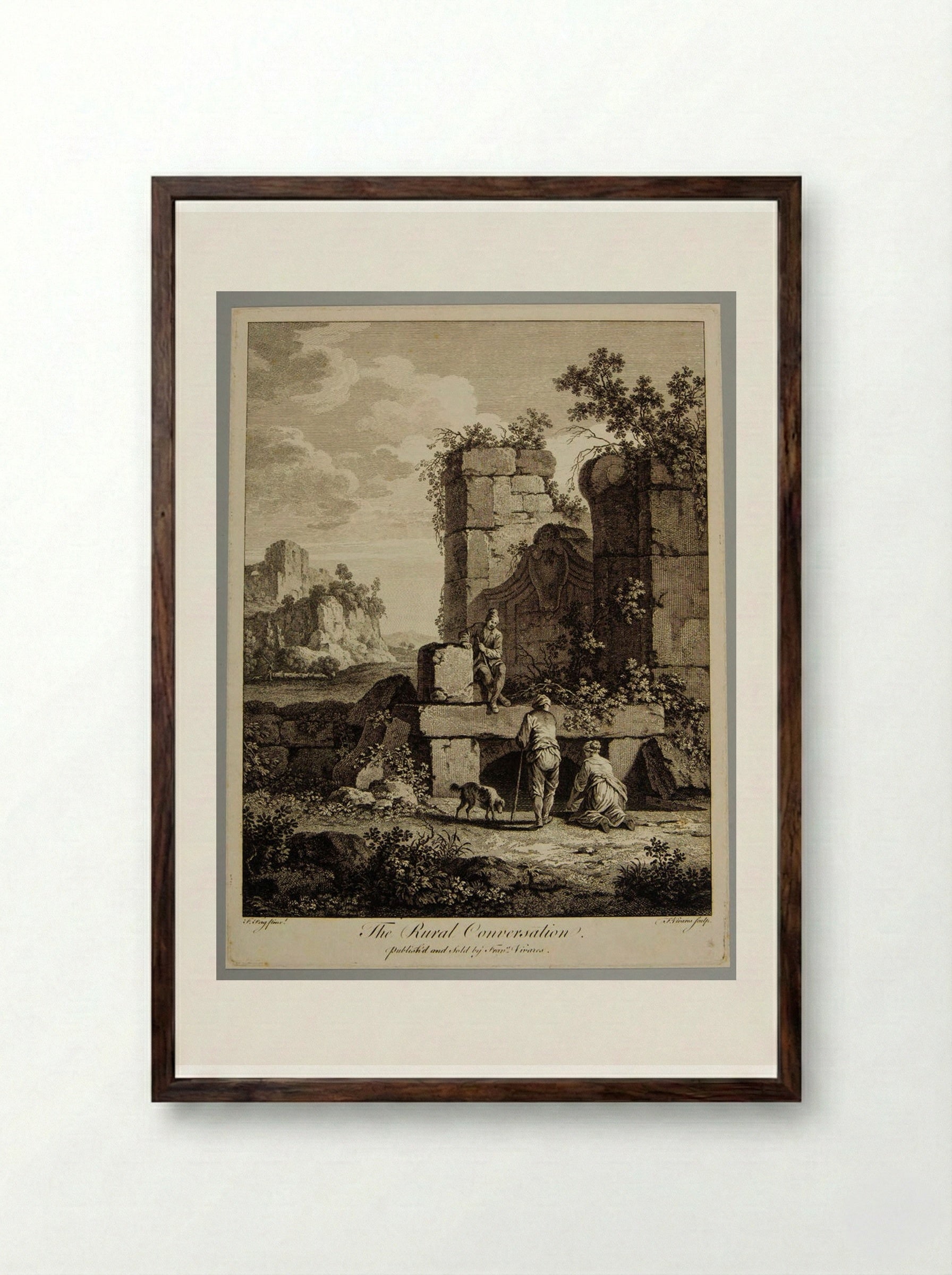 The Rural Conversation - François Vivares - Framed Print Dark Wood