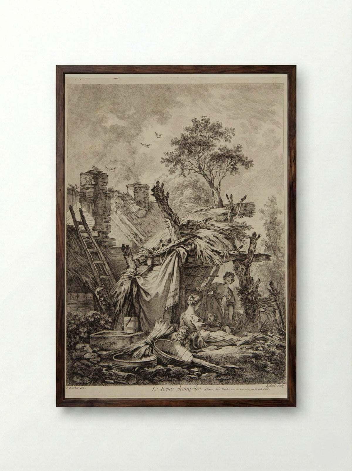 The Rural Peace - William Wynne Ryland - Framed Print Dark Wood