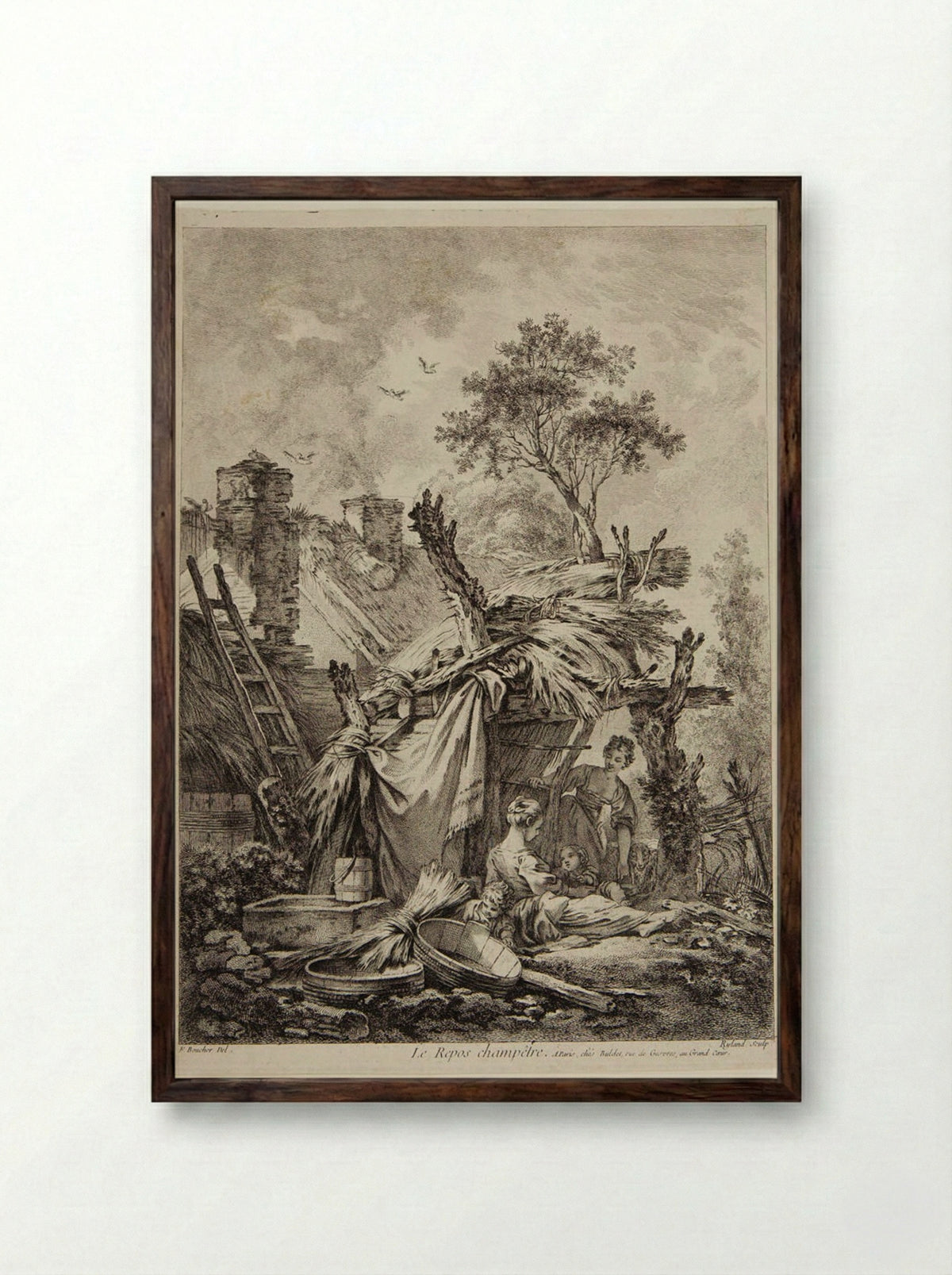 The Rural Peace - William Wynne Ryland - Framed Print Dark Wood
