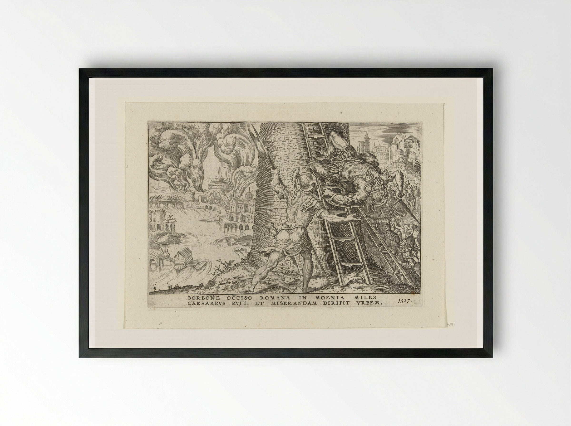 The Sack of Rome, 1527 - Dirck Volckertsz. Coornhert - Framed Print Black
