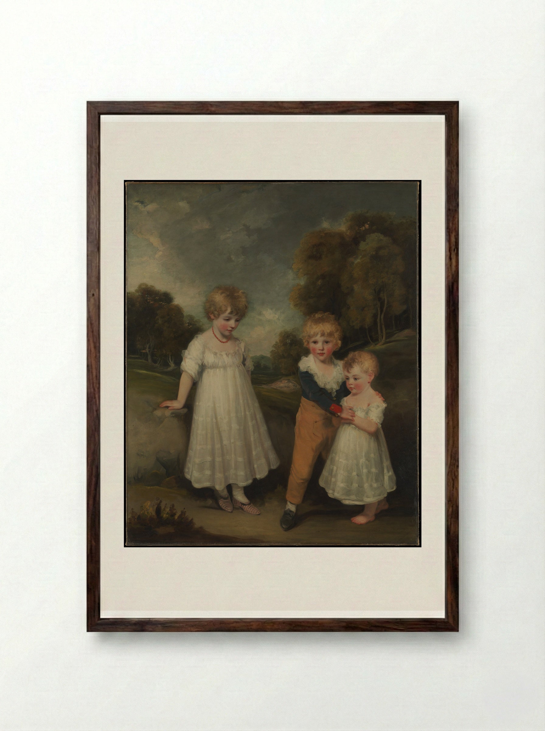The Sackville Children - John Hoppner - Framed Print Dark Wood
