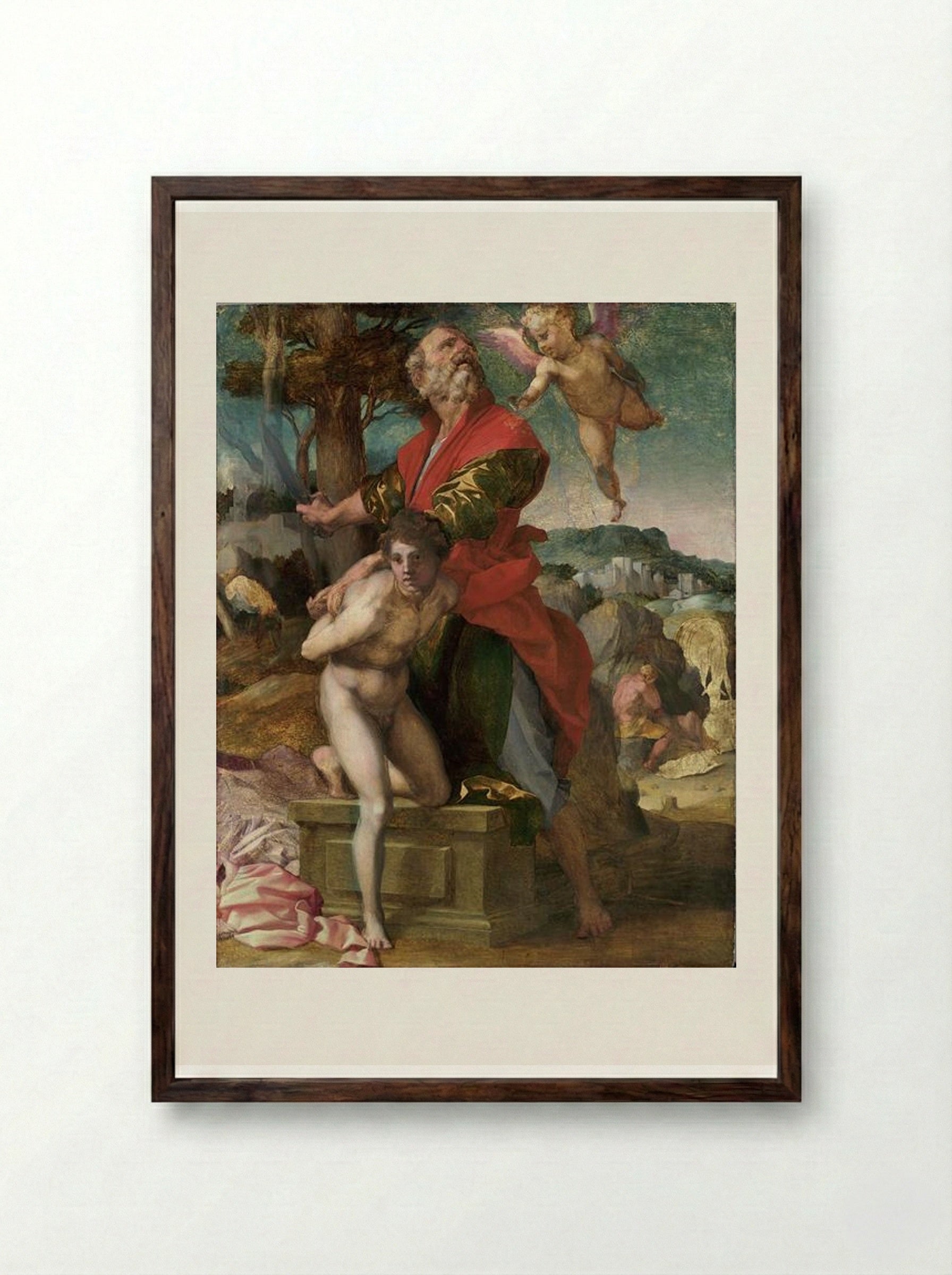 The Sacrifice of Abraham - Andrea del Sarto - Framed Print Dark Wood