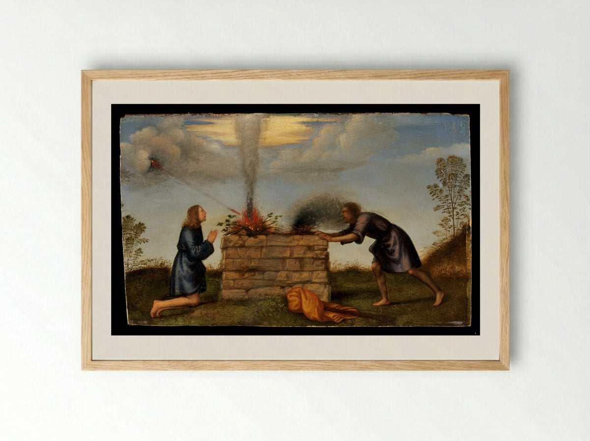 The Sacrifice of Cain and Abel - Mariotto Albertinelli - Framed Print Wood