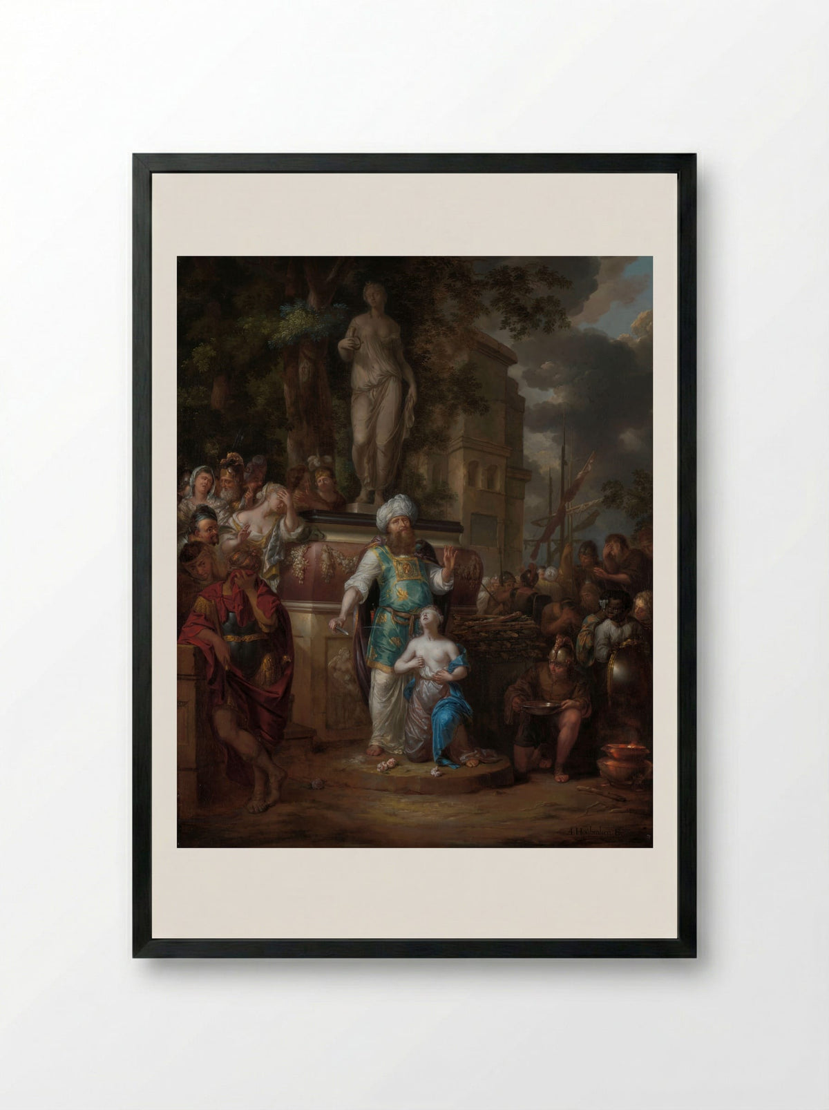 The Sacrifice of Iphigenia - Arnold Houbraken - Framed Print Black