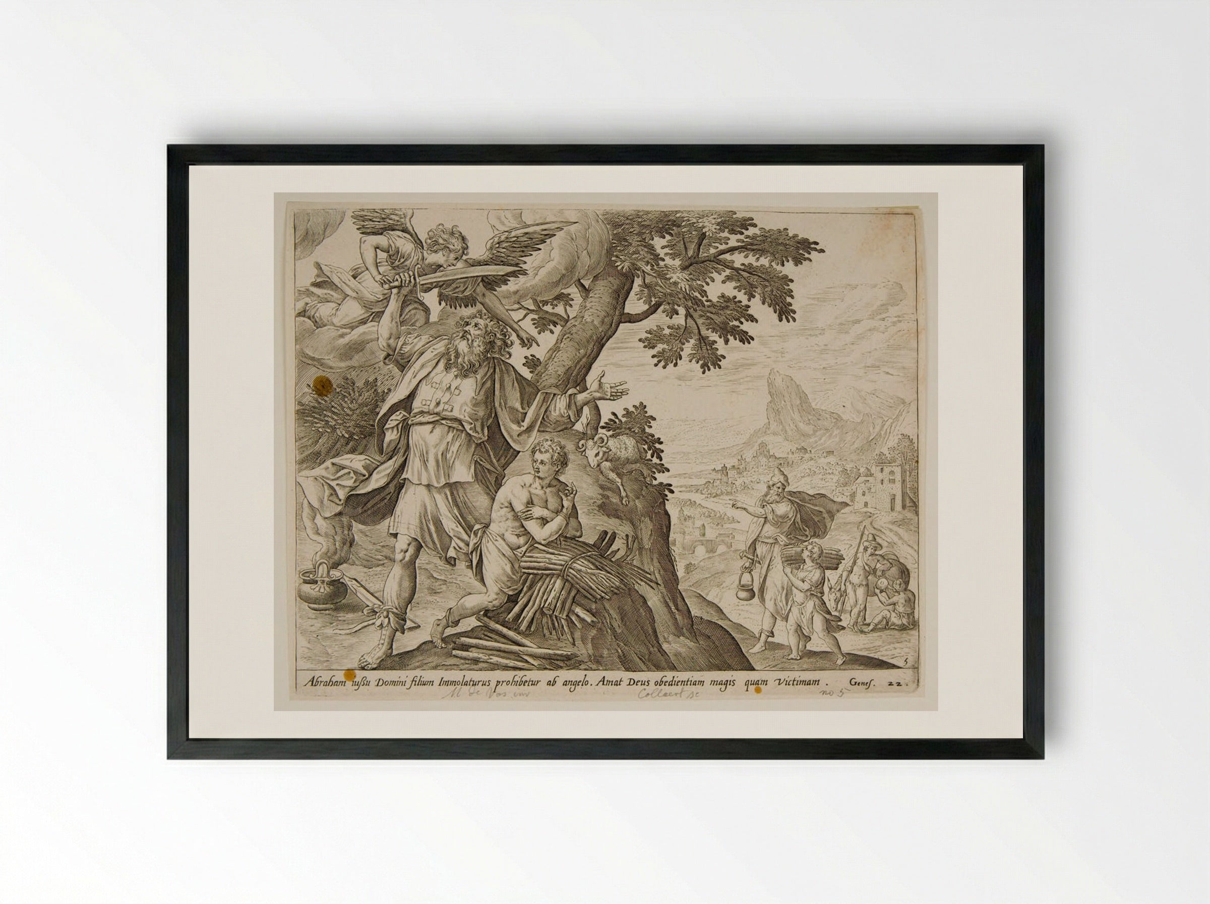 The Sacrifice of Isaac - Adriaen Collaert - Framed Print Black