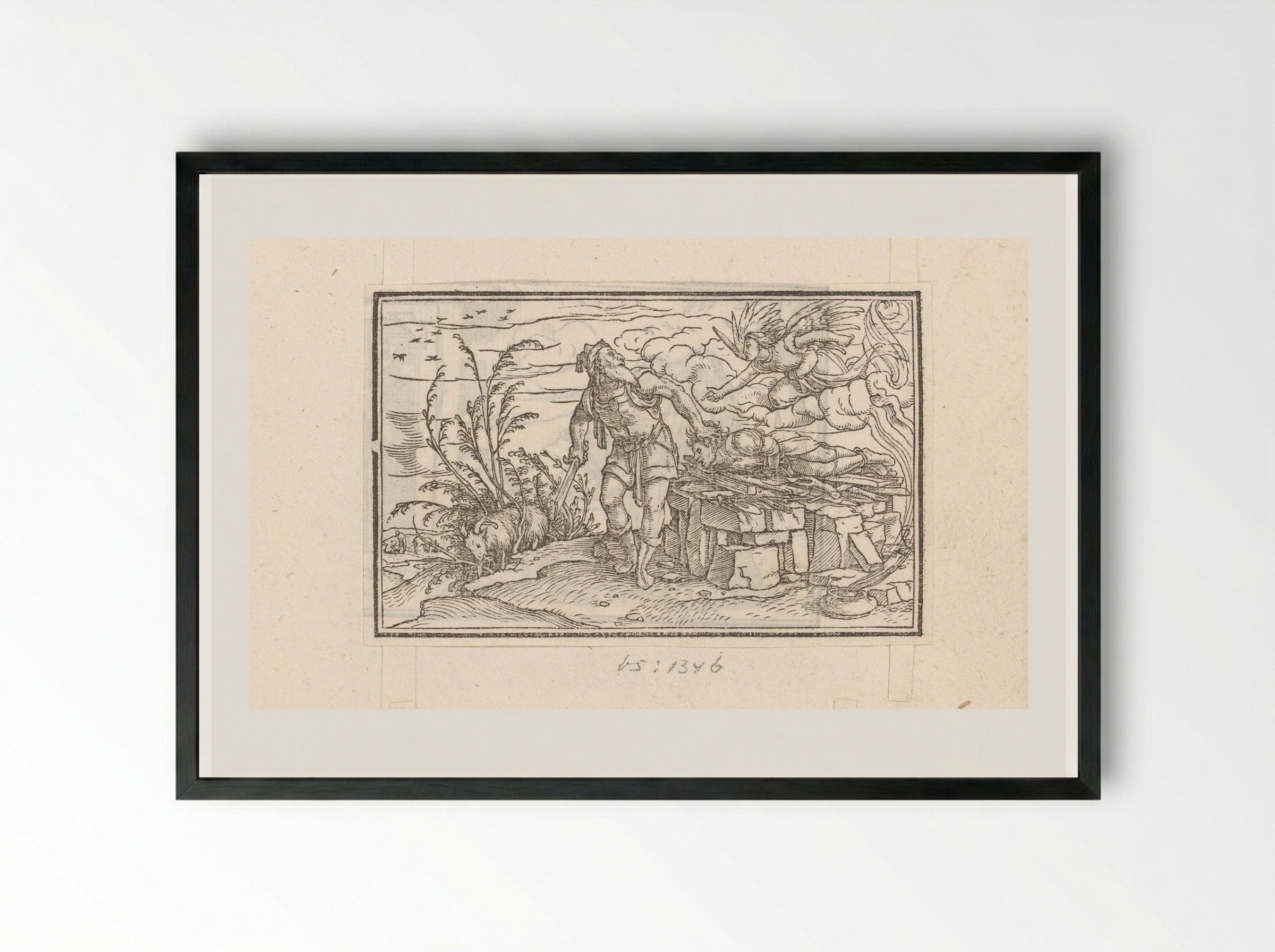 The Sacrifice of Isaac - Veit Rudolf Specklin - Framed Print Black