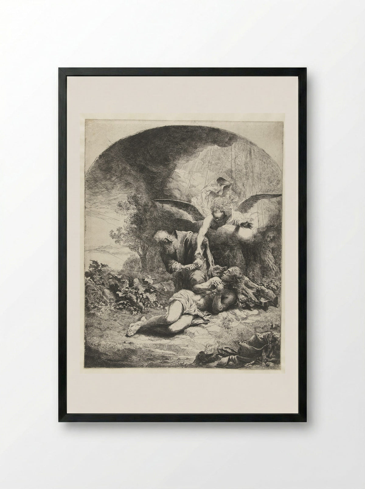 The Sacrifice of Isaac - Ferdinand Bol - Framed Print Black