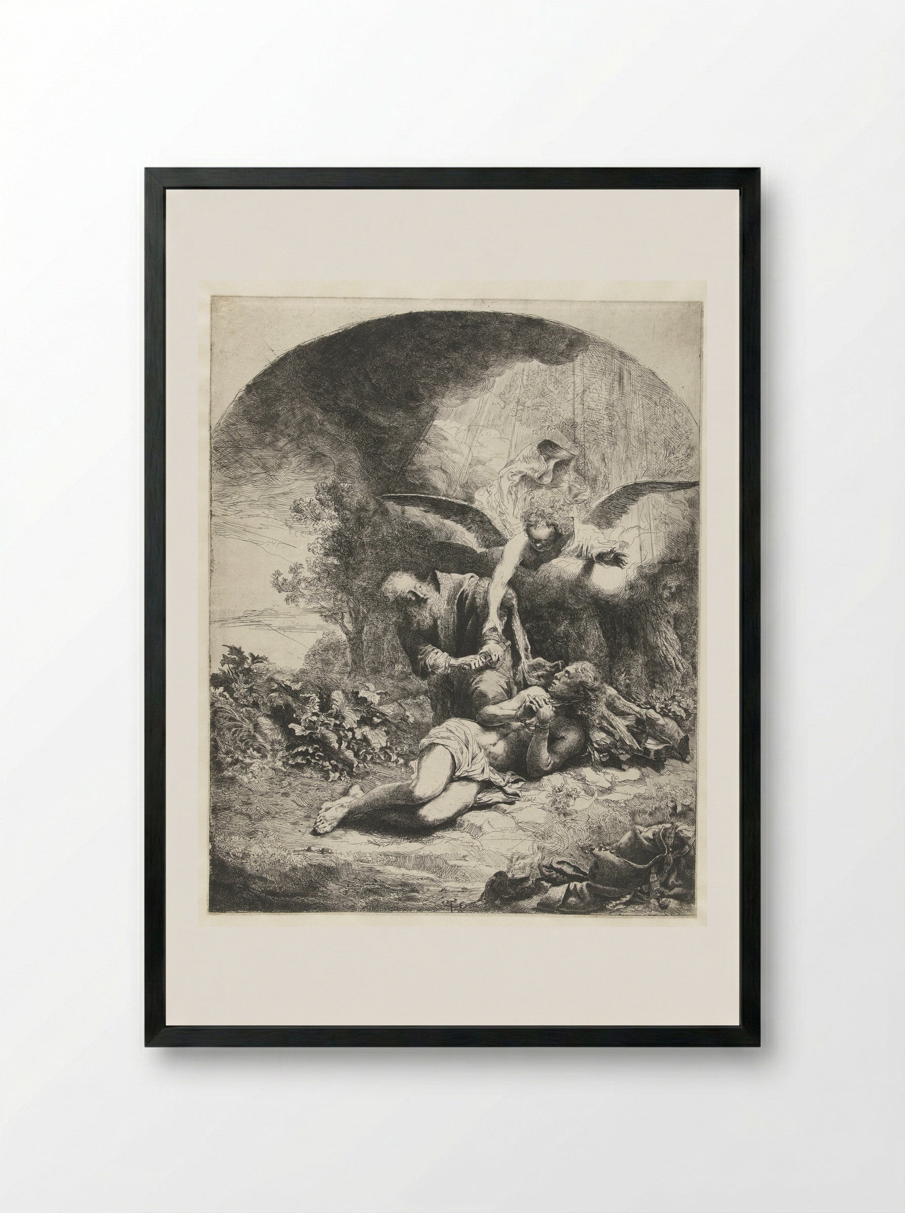 The Sacrifice of Isaac - Ferdinand Bol - Framed Print Black