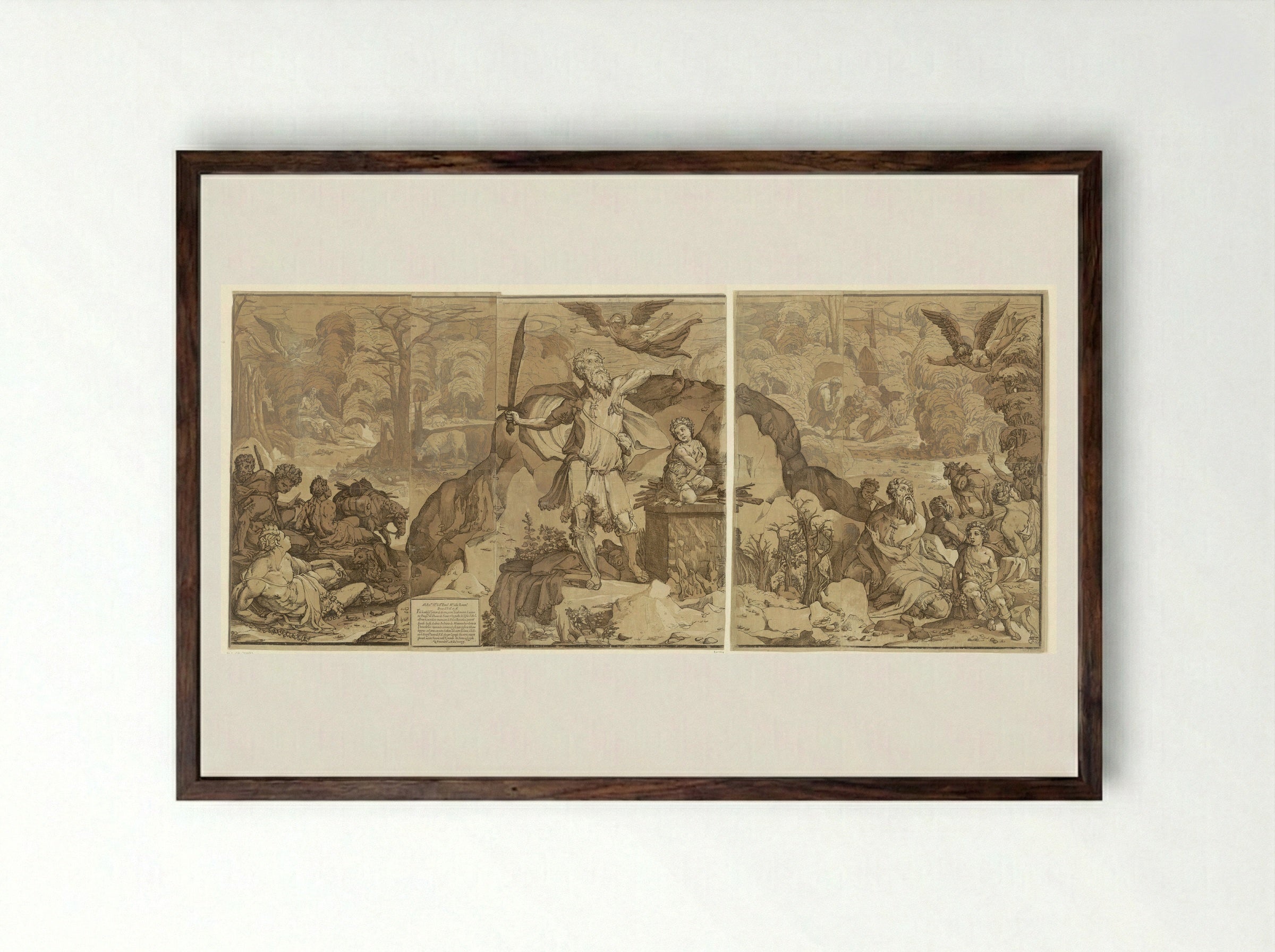 The Sacrifice of Isaac - Andrea Andreani - Framed Print Dark Wood