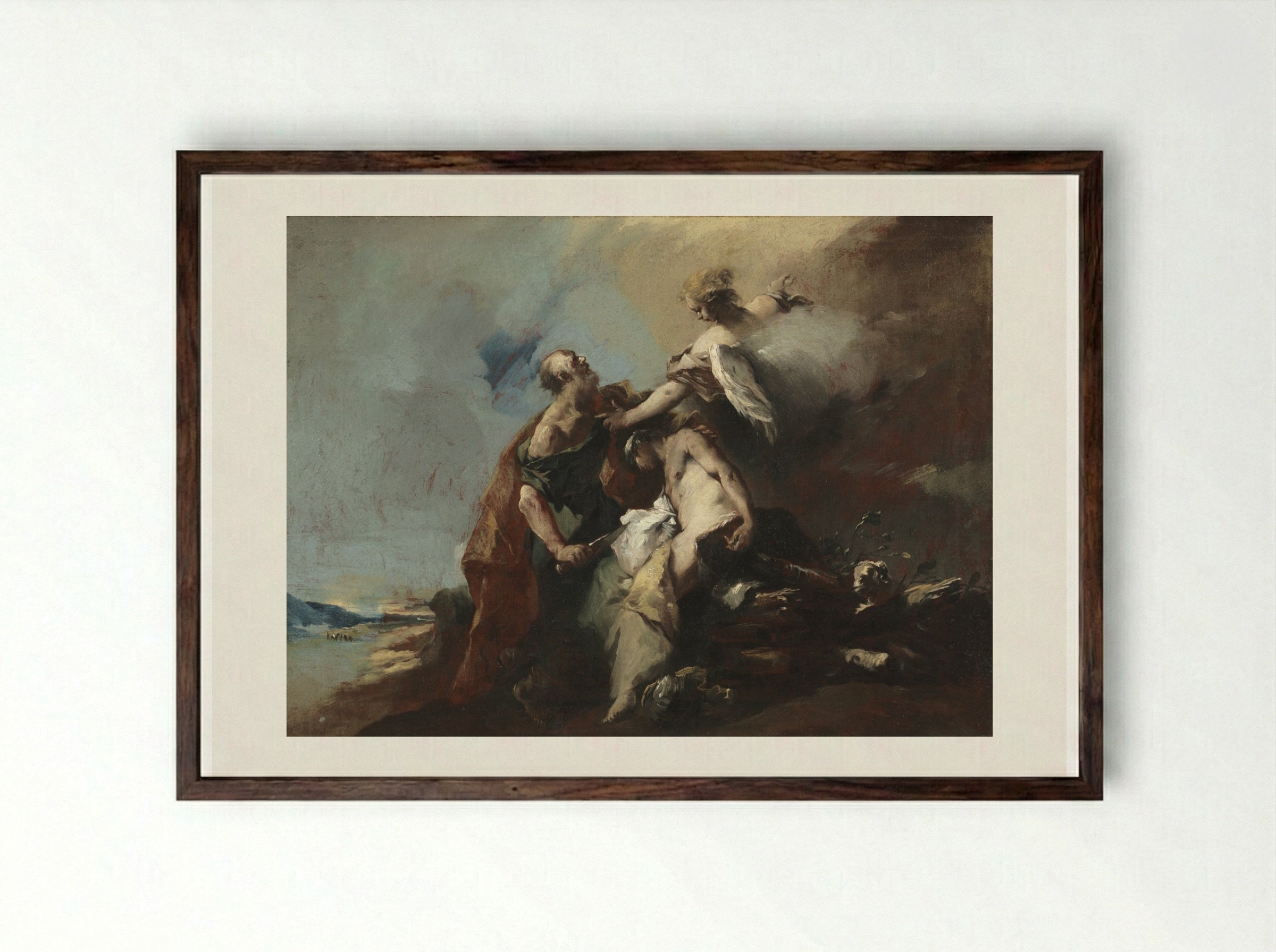 The Sacrifice of Isaac - Francesco Guardi - Framed Print Dark Wood