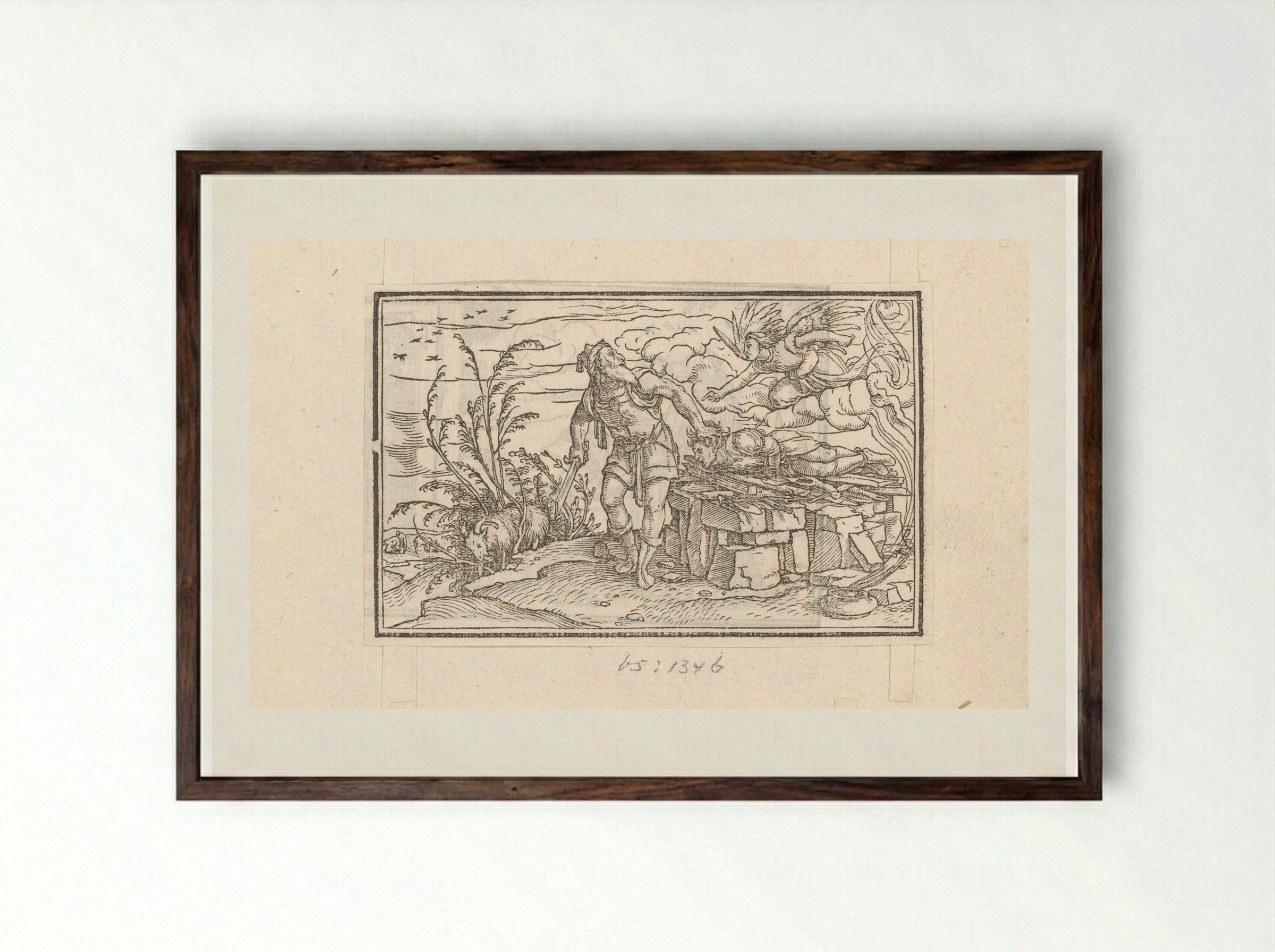 The Sacrifice of Isaac - Veit Rudolf Specklin - Framed Print Dark Wood