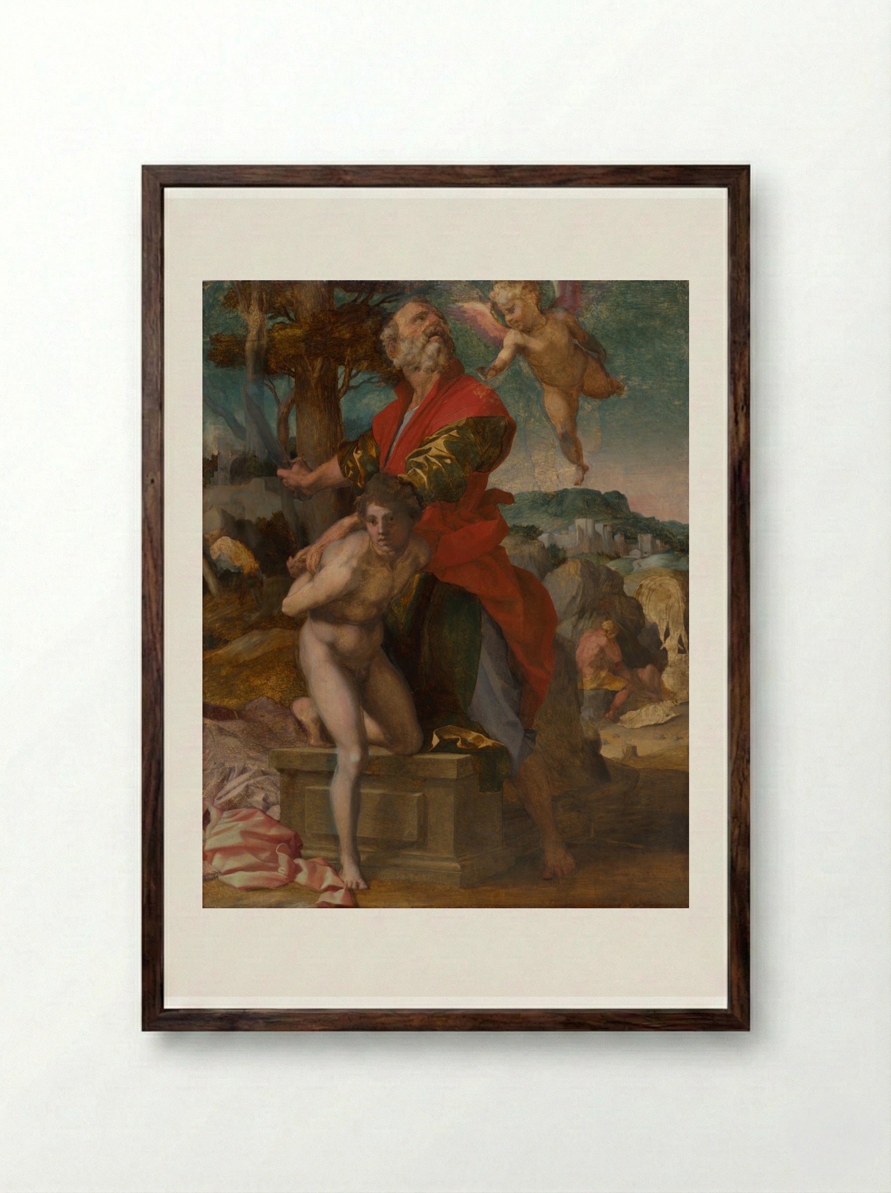 The Sacrifice of Isaac - Andrea del Sarto - Framed Print Dark Wood
