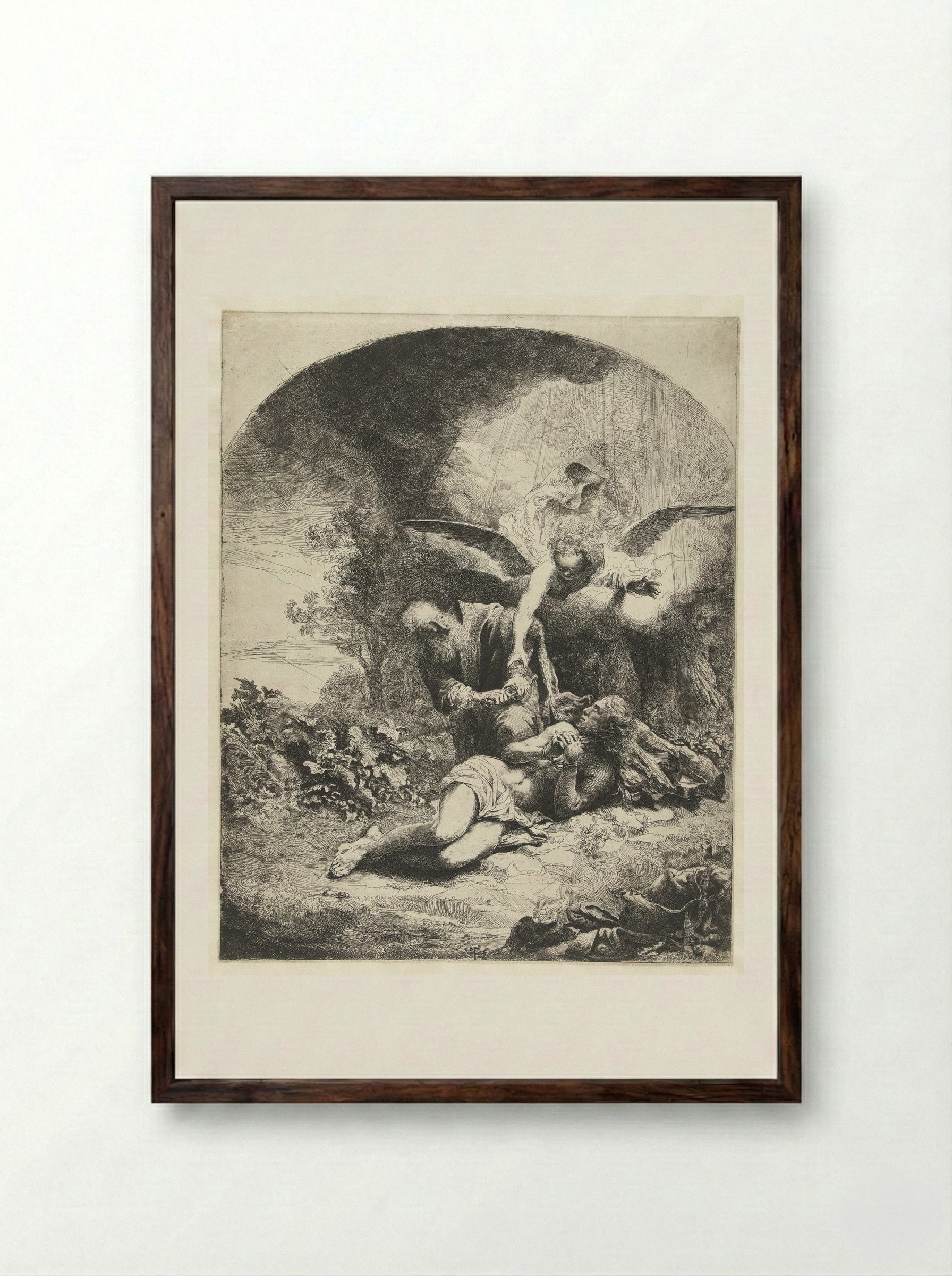 The Sacrifice of Isaac - Ferdinand Bol - Framed Print Dark Wood