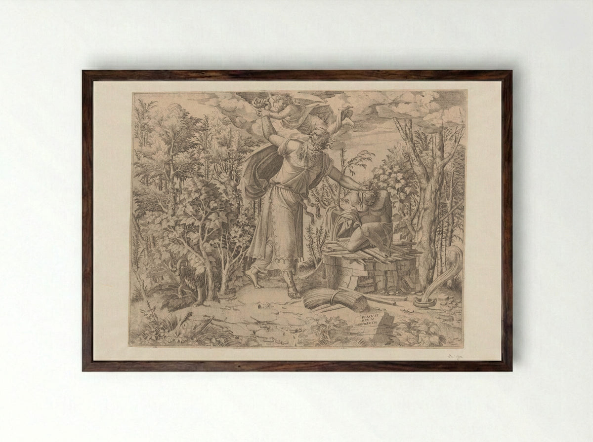The Sacrifice of Isaac - Jean Mignon - Framed Print Dark Wood