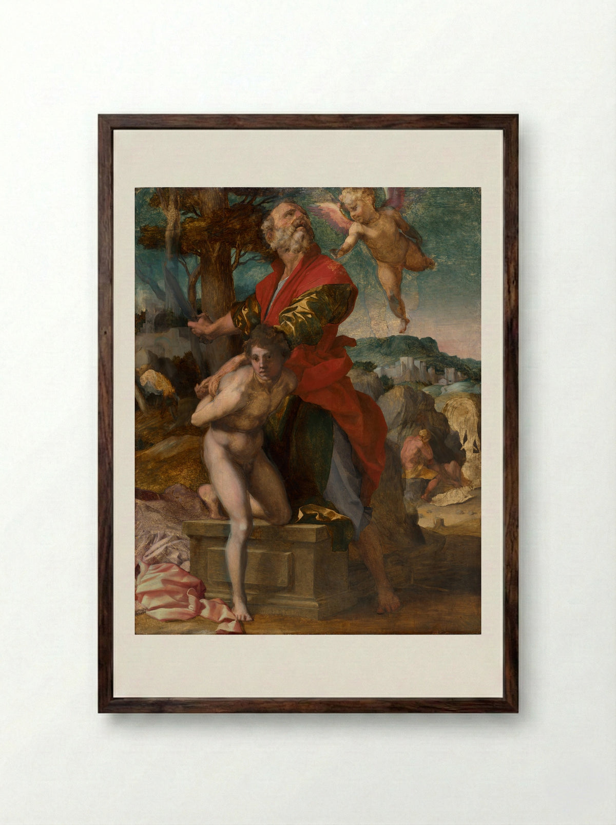 The Sacrifice of Isaac - Andrea del Sarto - Framed Print Dark Wood