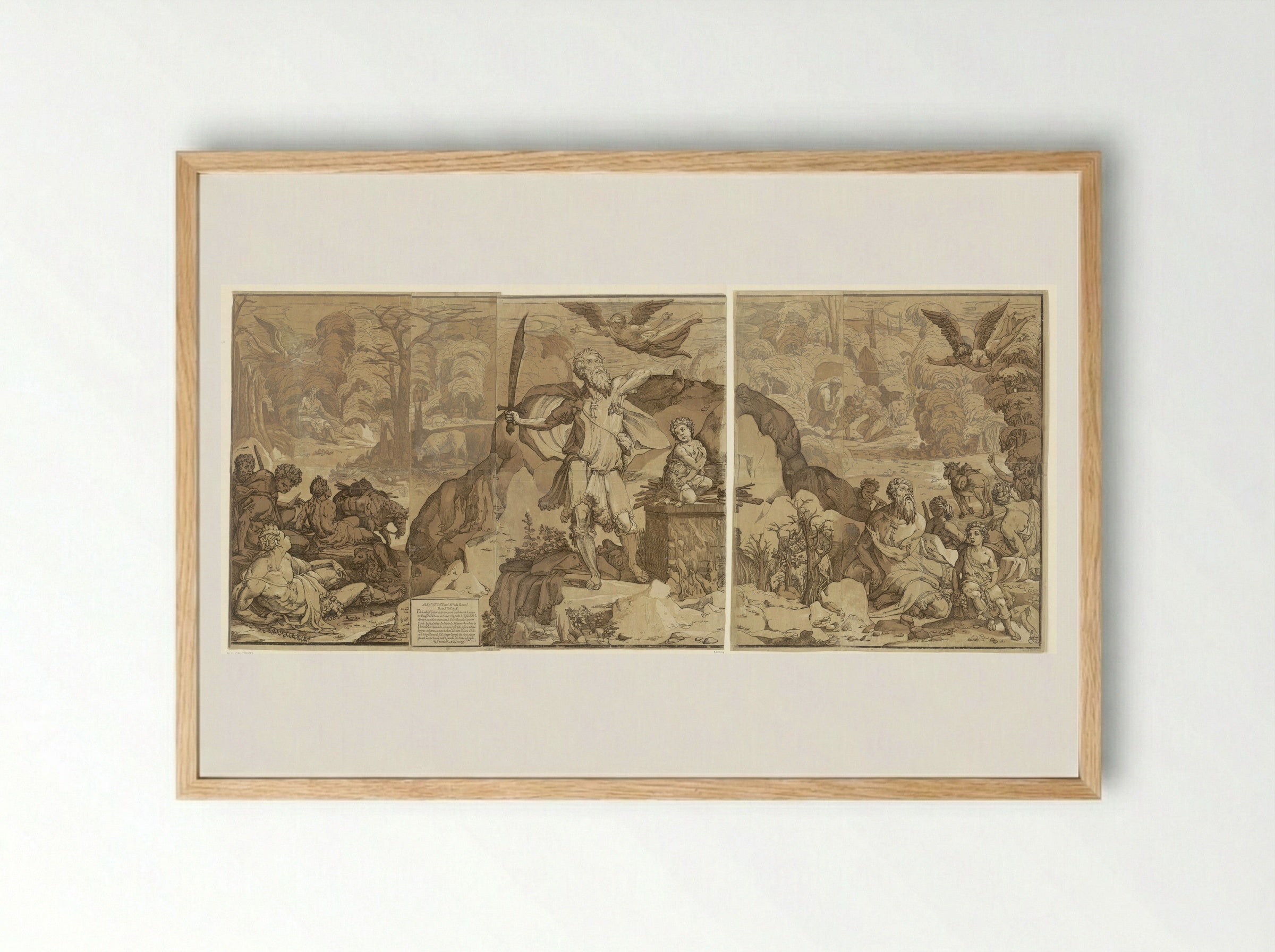 The Sacrifice of Isaac - Andrea Andreani - Framed Print Wood