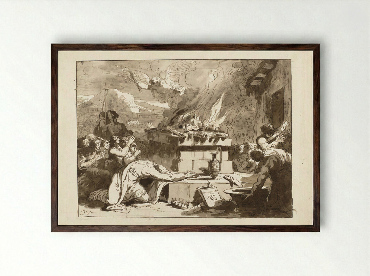 The Sacrifice of King David - Felice Giani - Framed Print Dark Wood