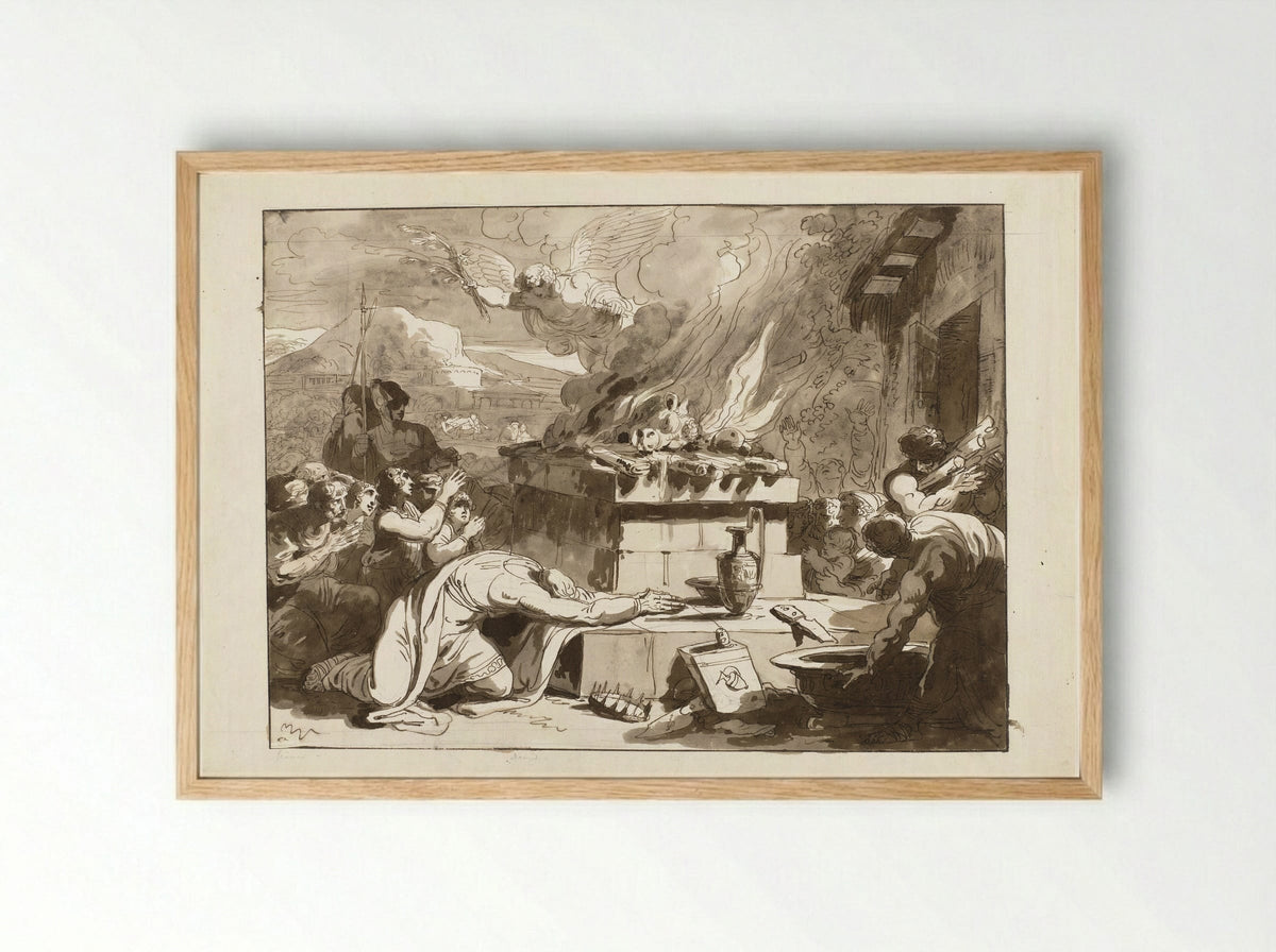 The Sacrifice of King David - Felice Giani - Framed Print Wood