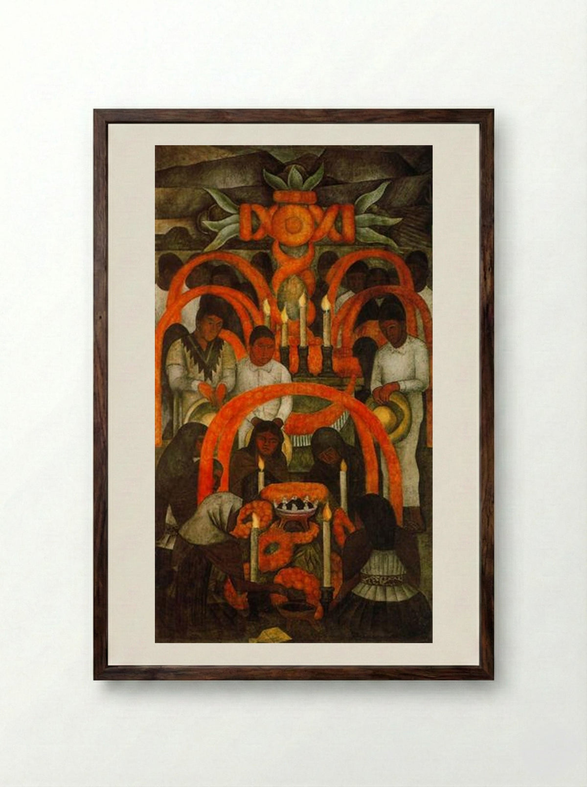 The Sacrificial Offering (Day of the Dead) - Diego Rivera - Framed Print Dark Wood