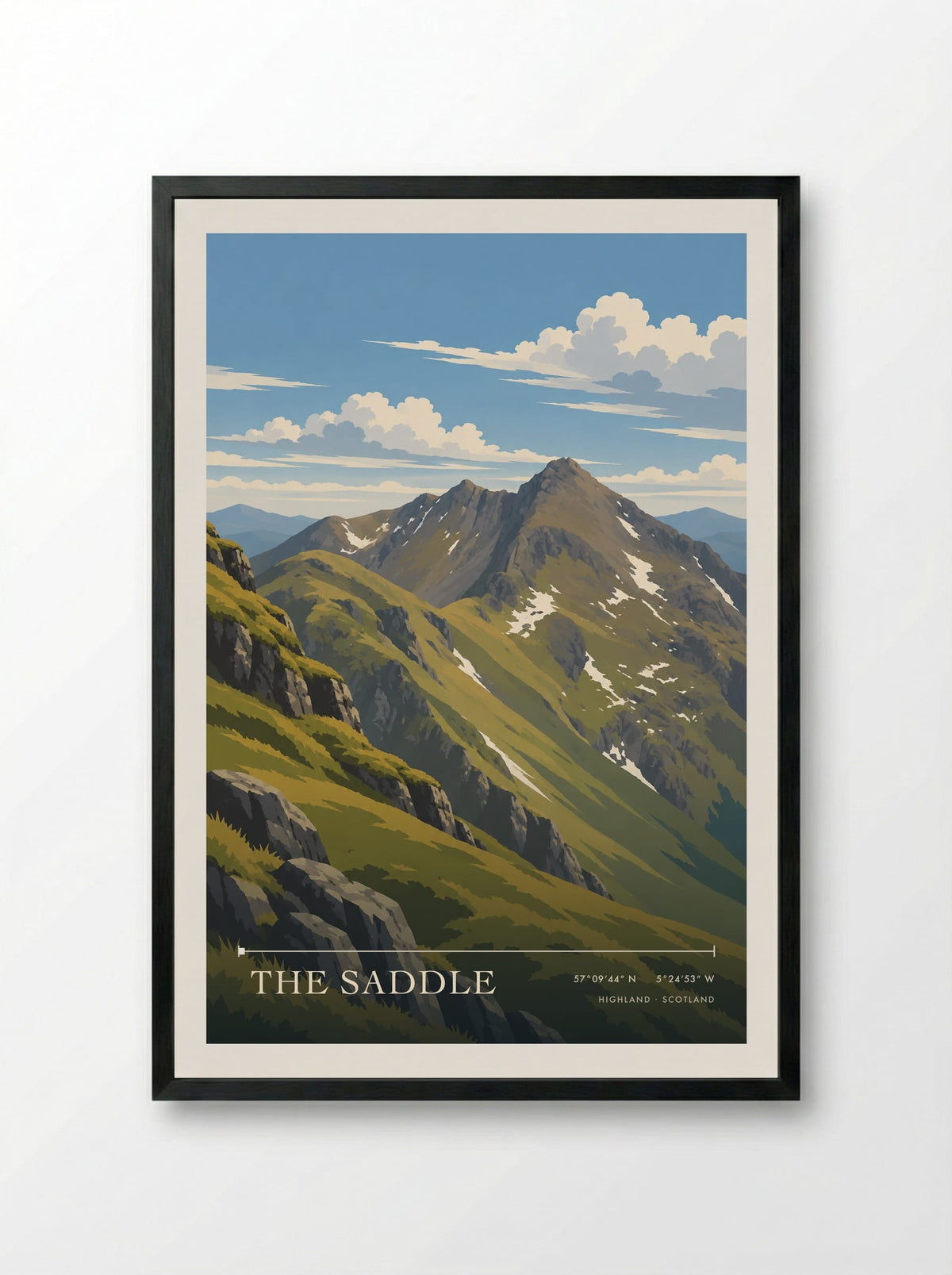 The Saddle, Highland | Travel Poster - Framed Print Black