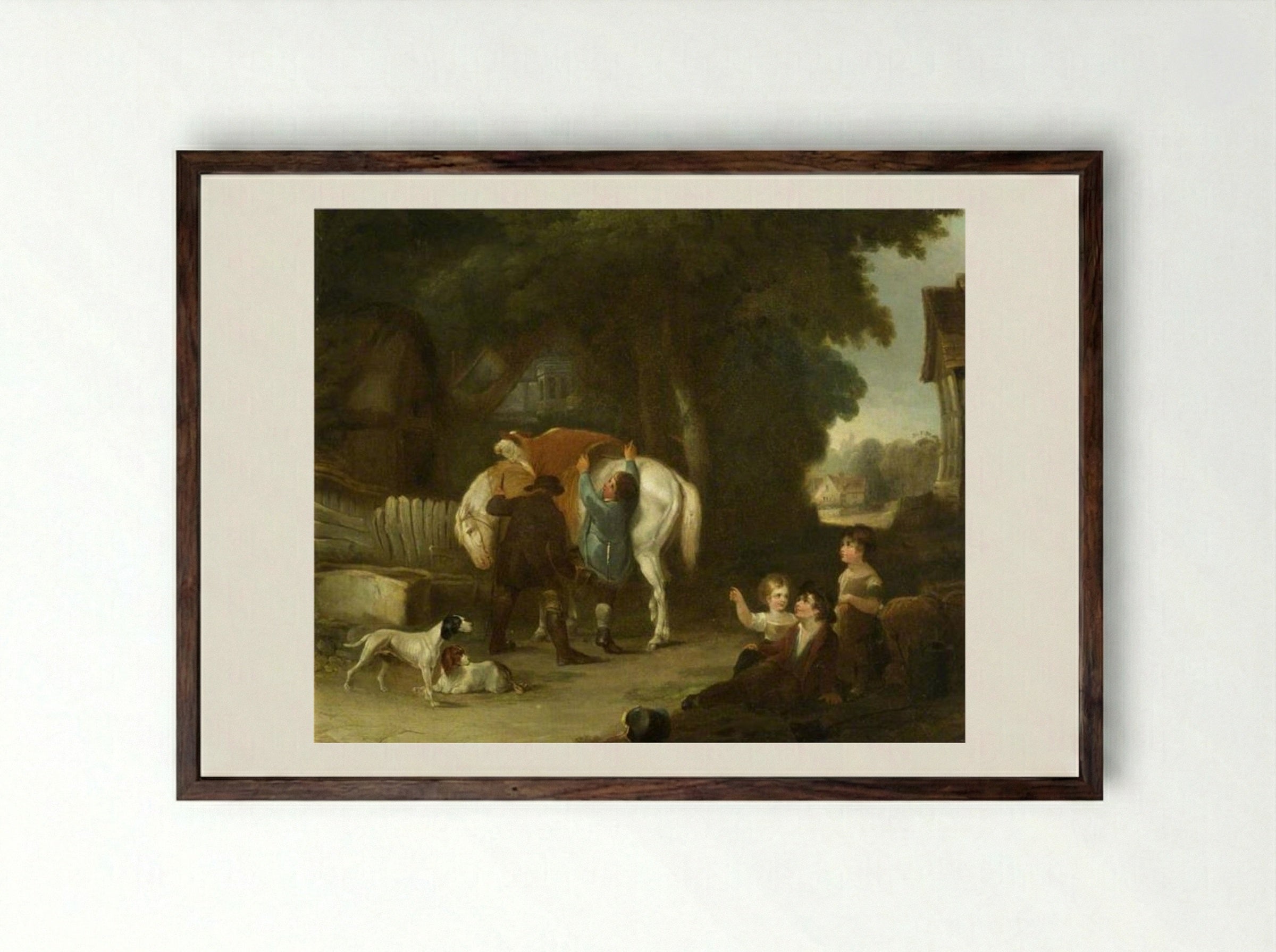 The Sale of the Pet Calf - William Collins - Framed Print Dark Wood