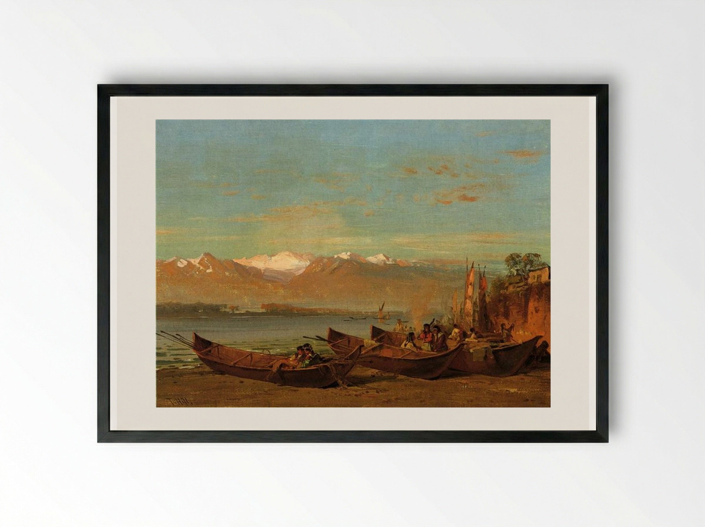 The Salmon Festival, Columbia River - Thomas Hill - Framed Print Black