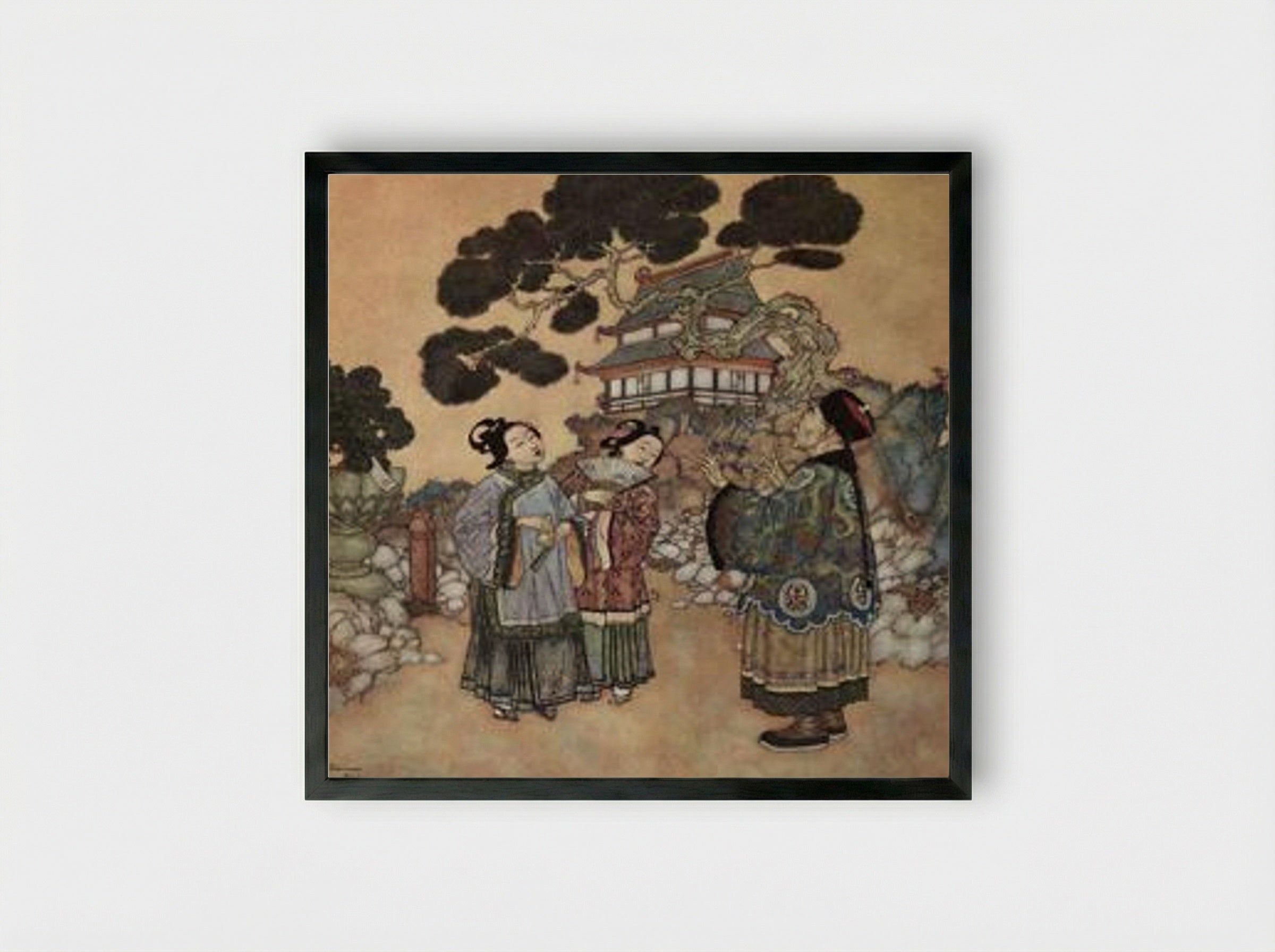 The Same Gurgling (The Nightingale) - Edmund Dulac - Framed Print Black