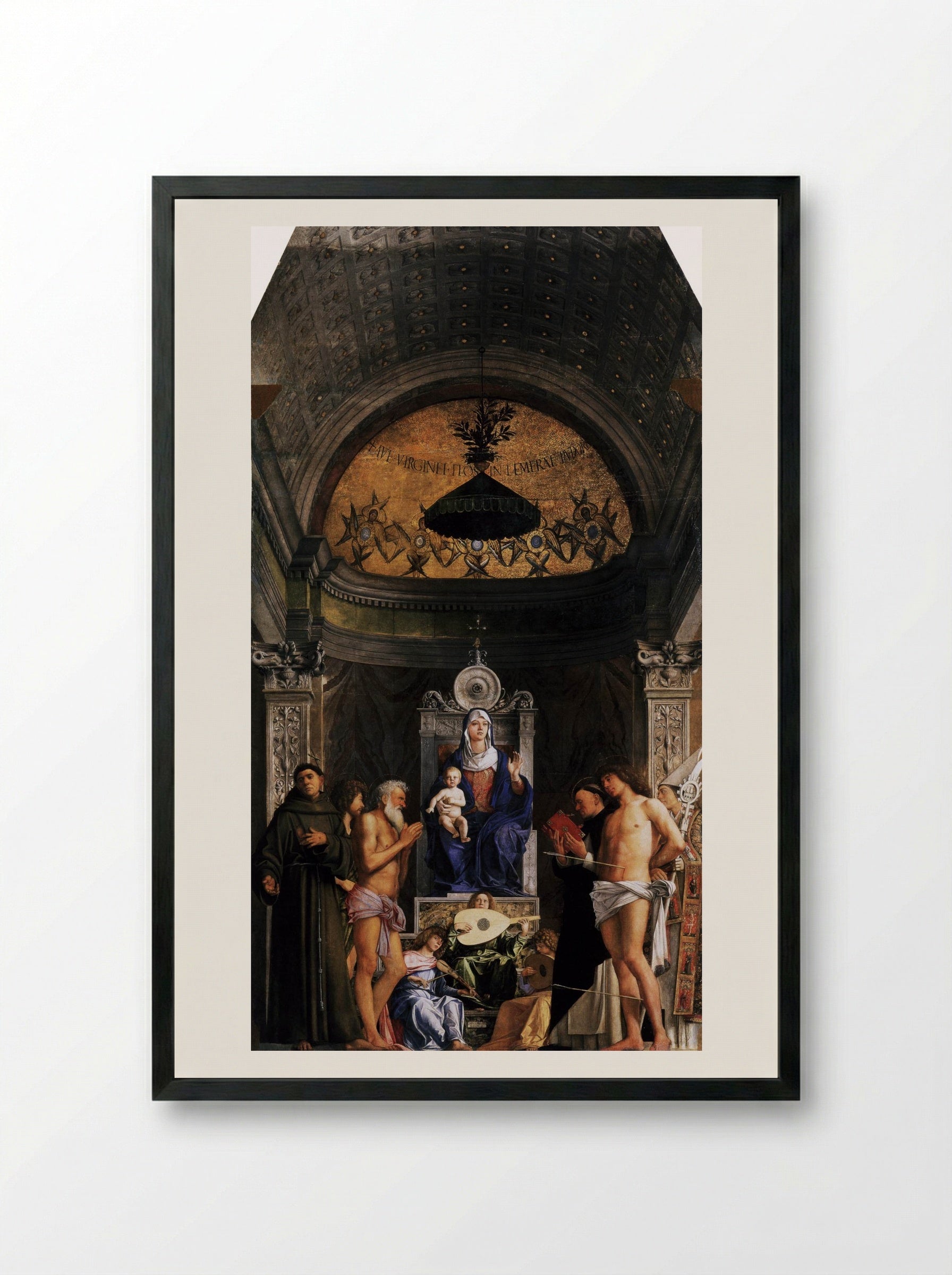 The San Giobbe Altarpiece Detail of Music Making Angels - Giovanni Bellini - Framed Print Black