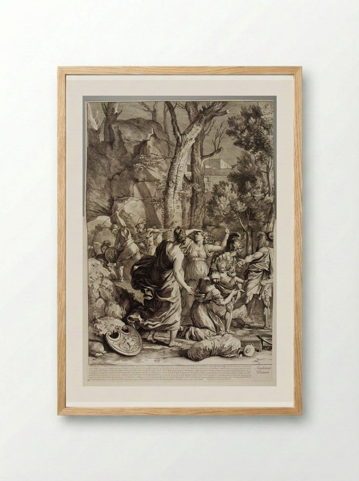 The Saving of the Infant Pyrrhus (left half) - Gérard Audran - Framed Print Wood