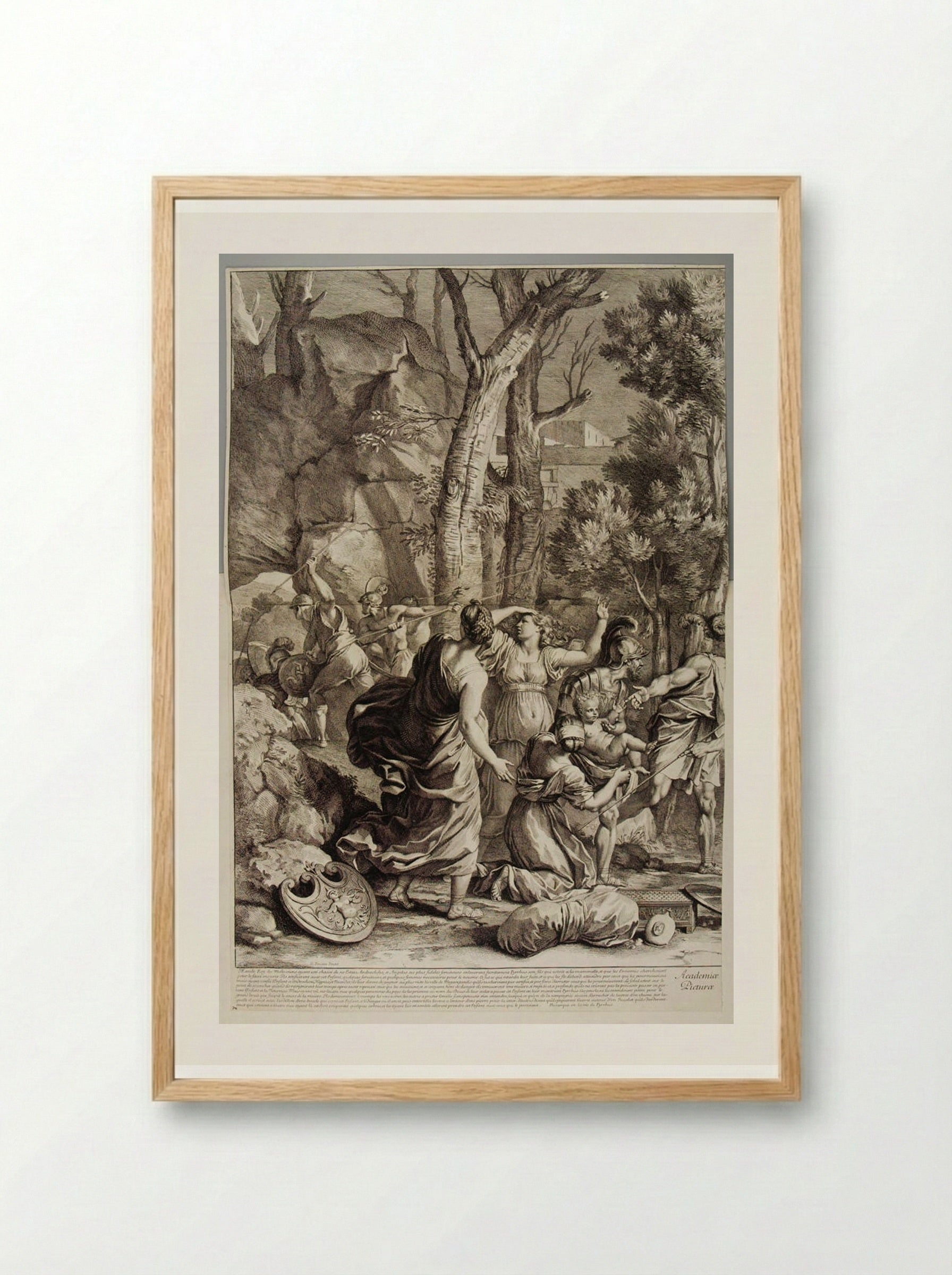 The Saving of the Infant Pyrrhus (left half) - Gérard Audran - Framed Print Wood