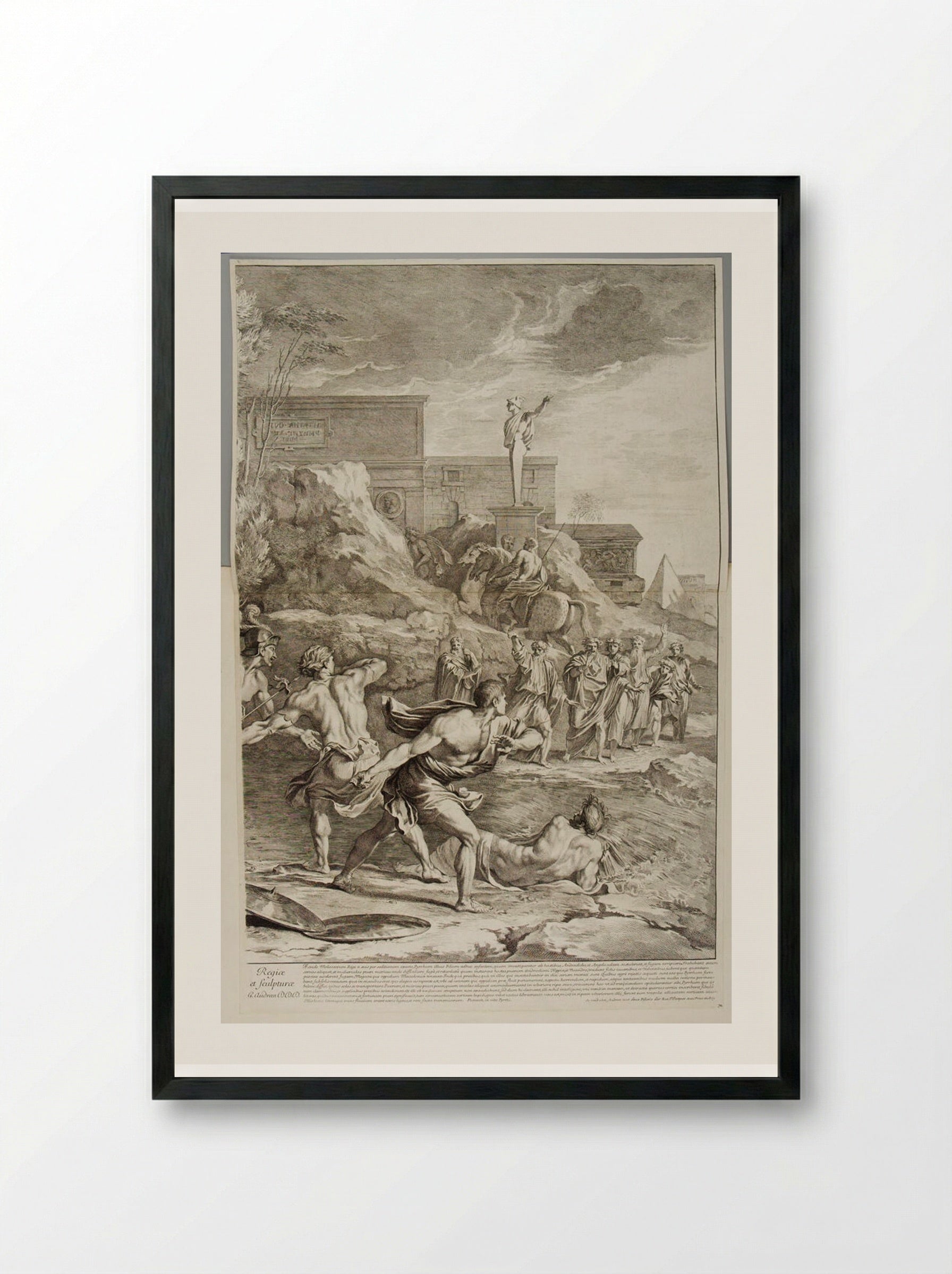 The Saving of the Infant Pyrrhus (right half) - Gérard Audran - Framed Print Black