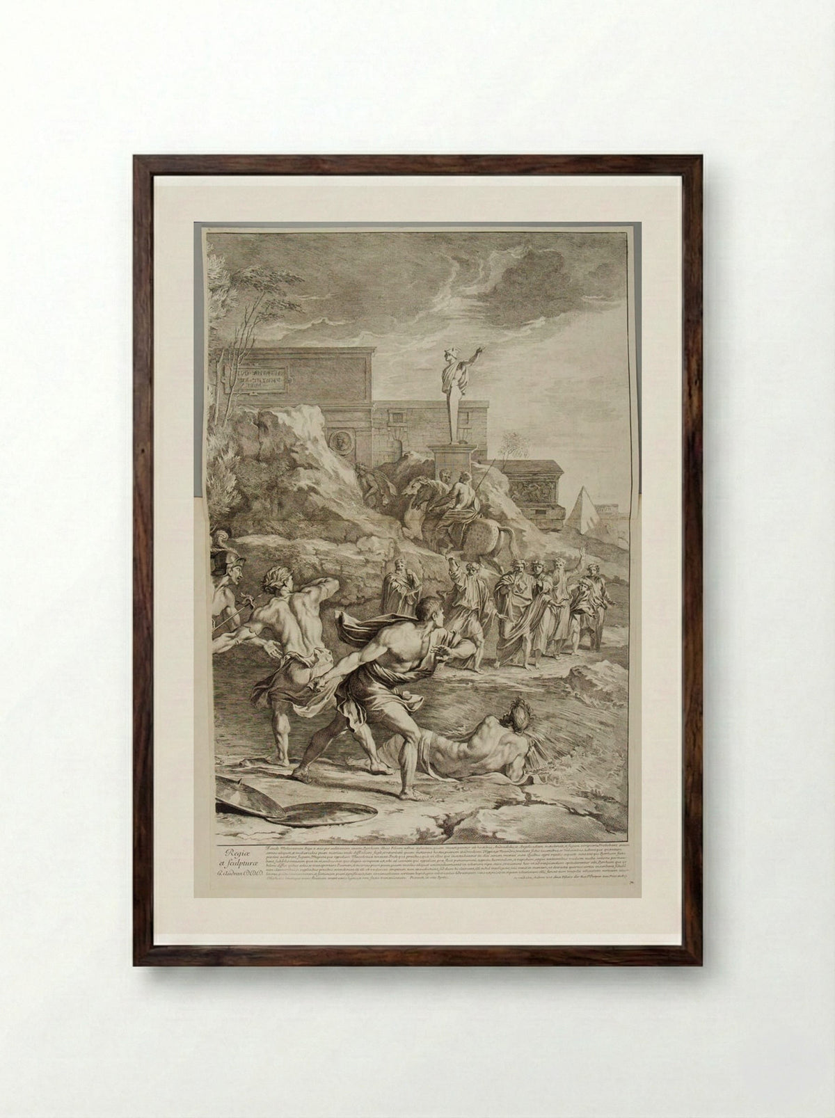 The Saving of the Infant Pyrrhus (right half) - Gérard Audran - Framed Print Dark Wood