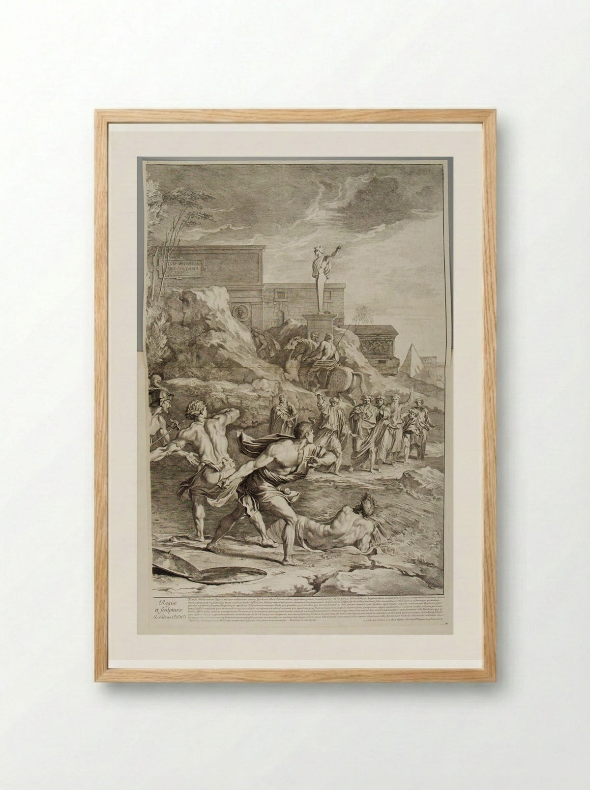 The Saving of the Infant Pyrrhus (right half) - Gérard Audran - Framed Print Wood