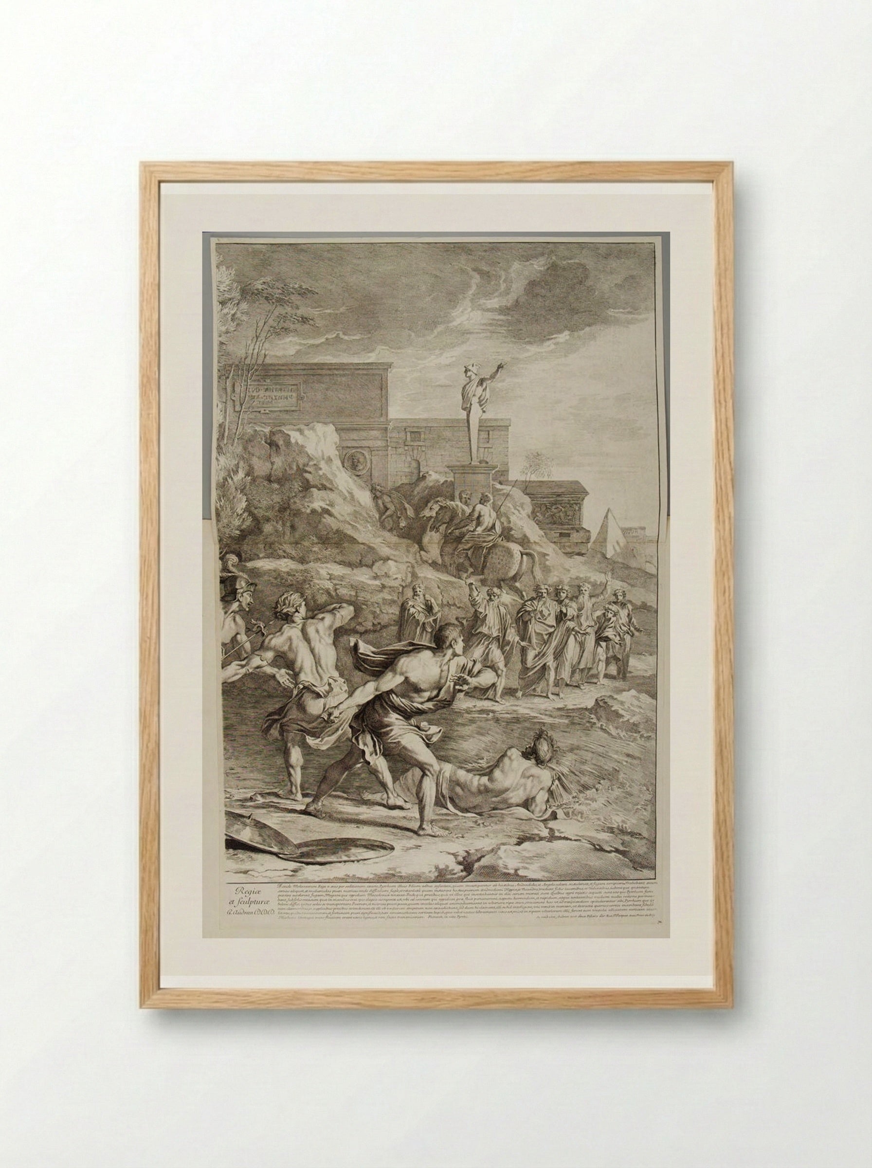 The Saving of the Infant Pyrrhus (right half) - Gérard Audran - Framed Print Wood