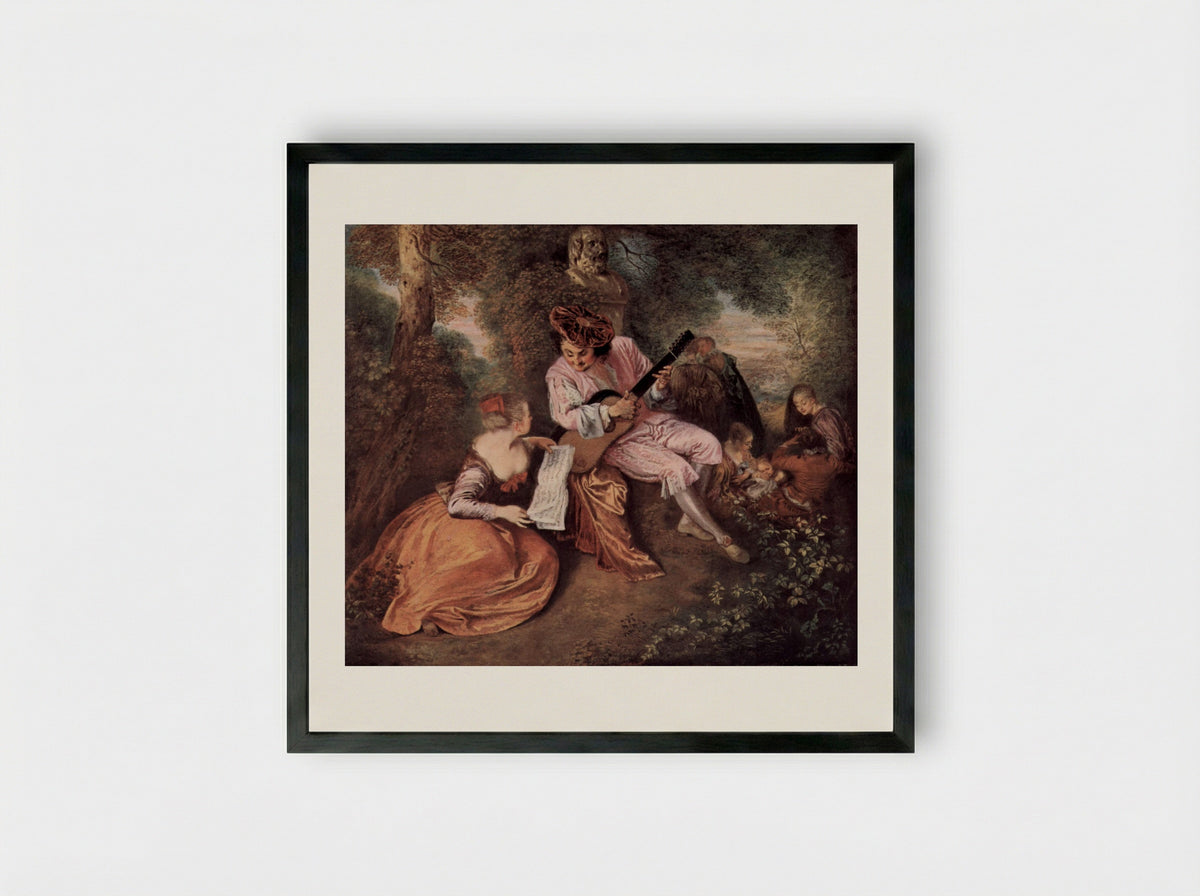The Scale of Love - Antoine Watteau - Framed Print Black