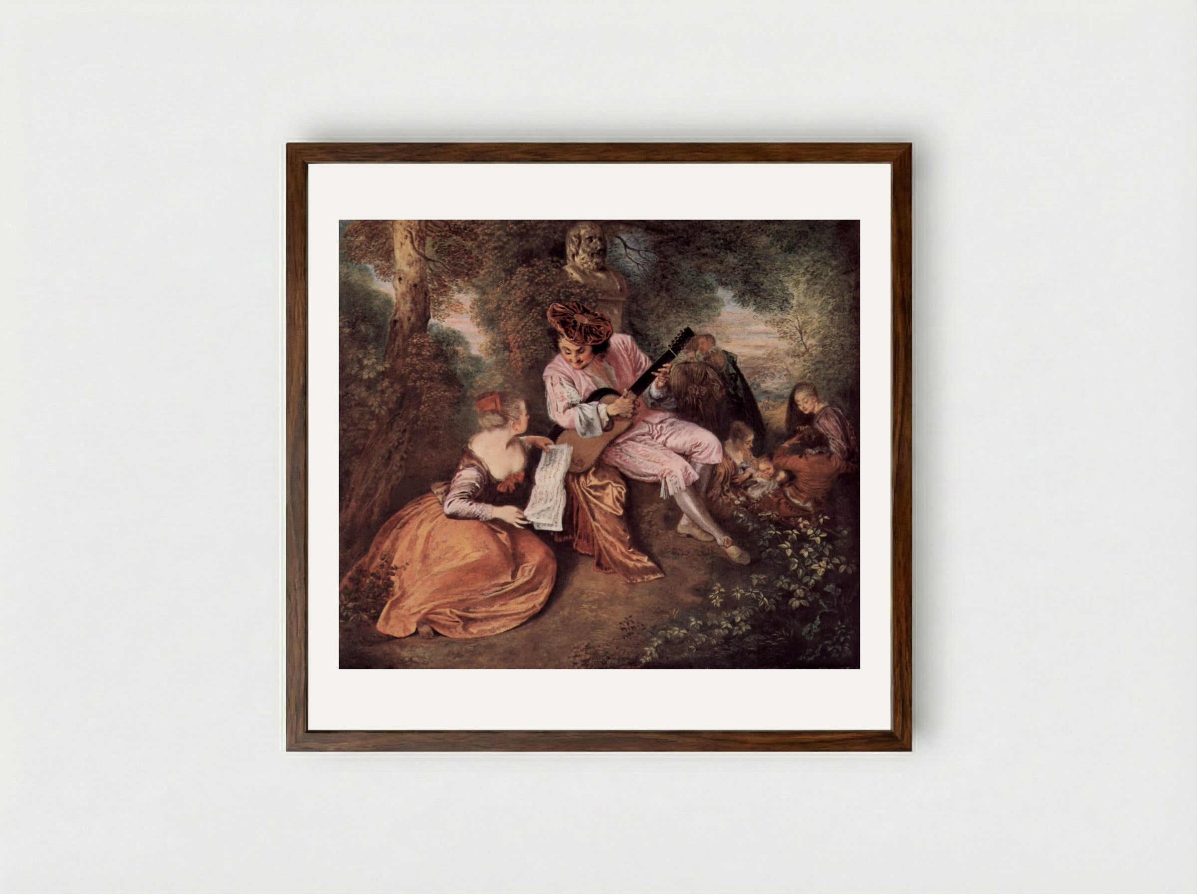 The Scale of Love - Antoine Watteau - Framed Print Dark Wood