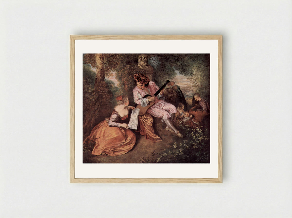 The Scale of Love - Antoine Watteau - Framed Print Wood