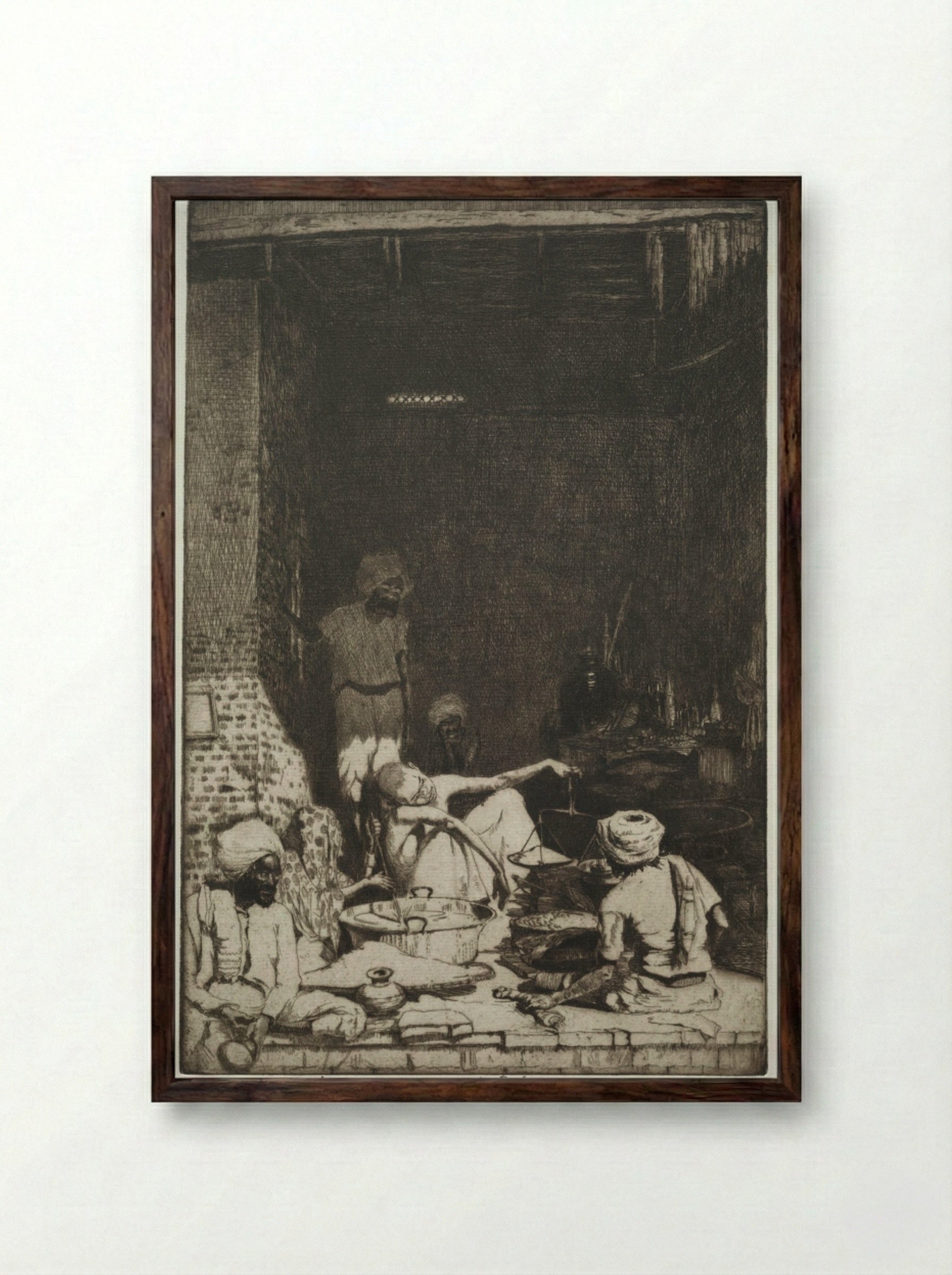 The Scales - Ernest Stephen Lumsden - Framed Print Dark Wood