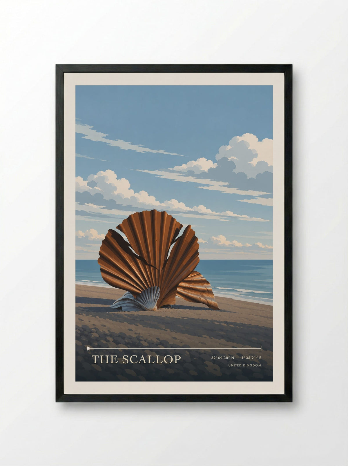 The Scallop | Travel Poster - Framed Print Black