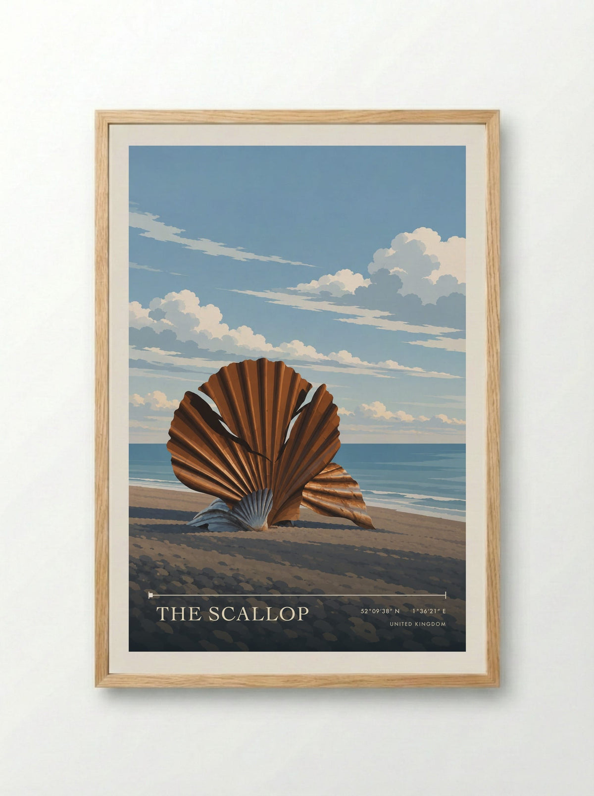 The Scallop | Travel Poster - Framed Print Wood