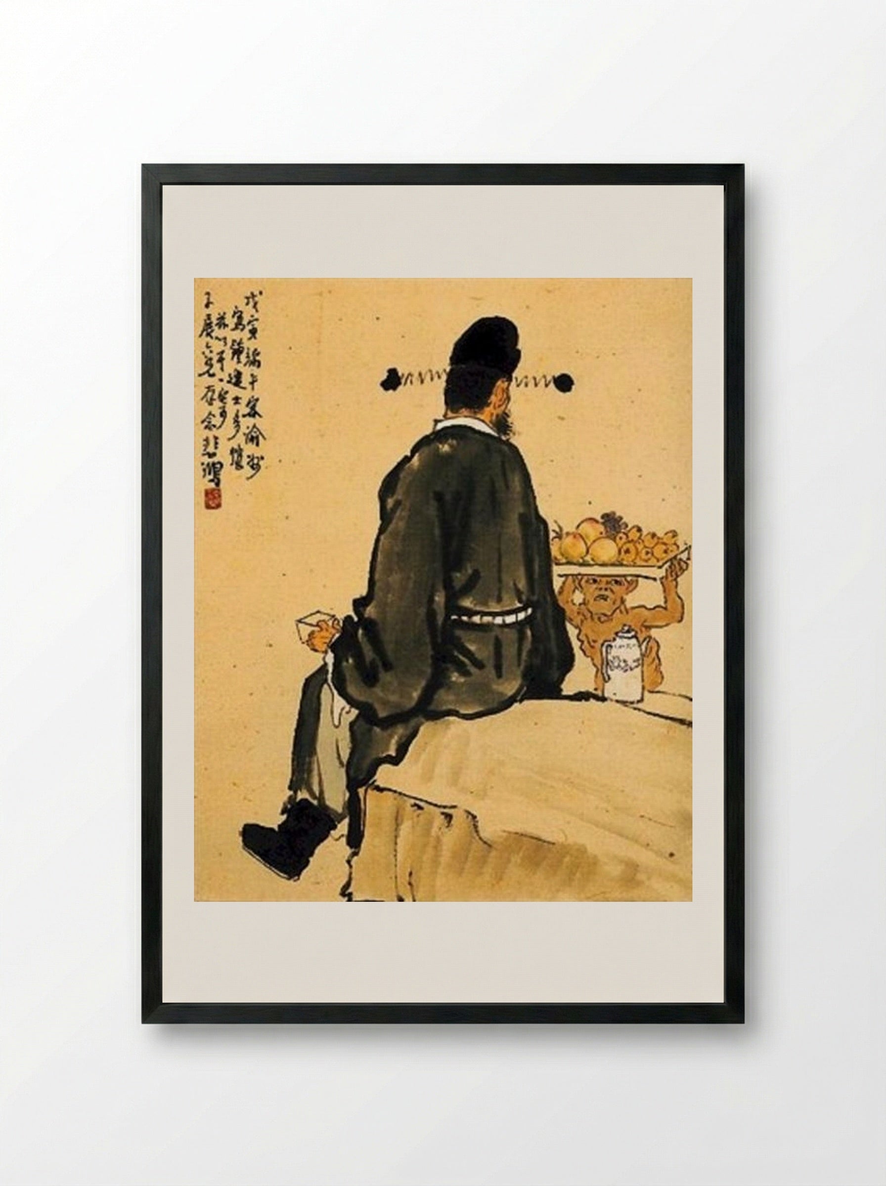 The Scholar Zhong Kui - Xu Beihong - Framed Print Black