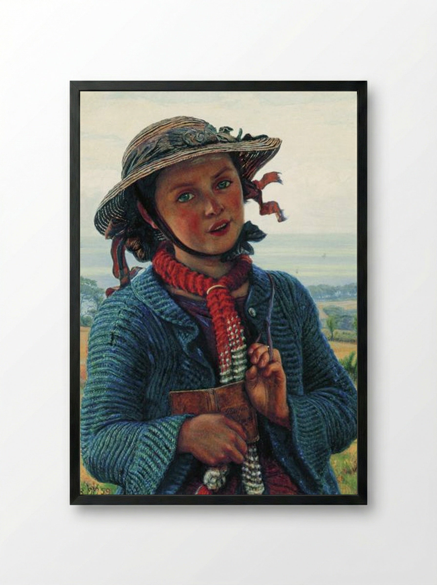 The Schoolgirl's Hymn - William Holman Hunt - Framed Print Black