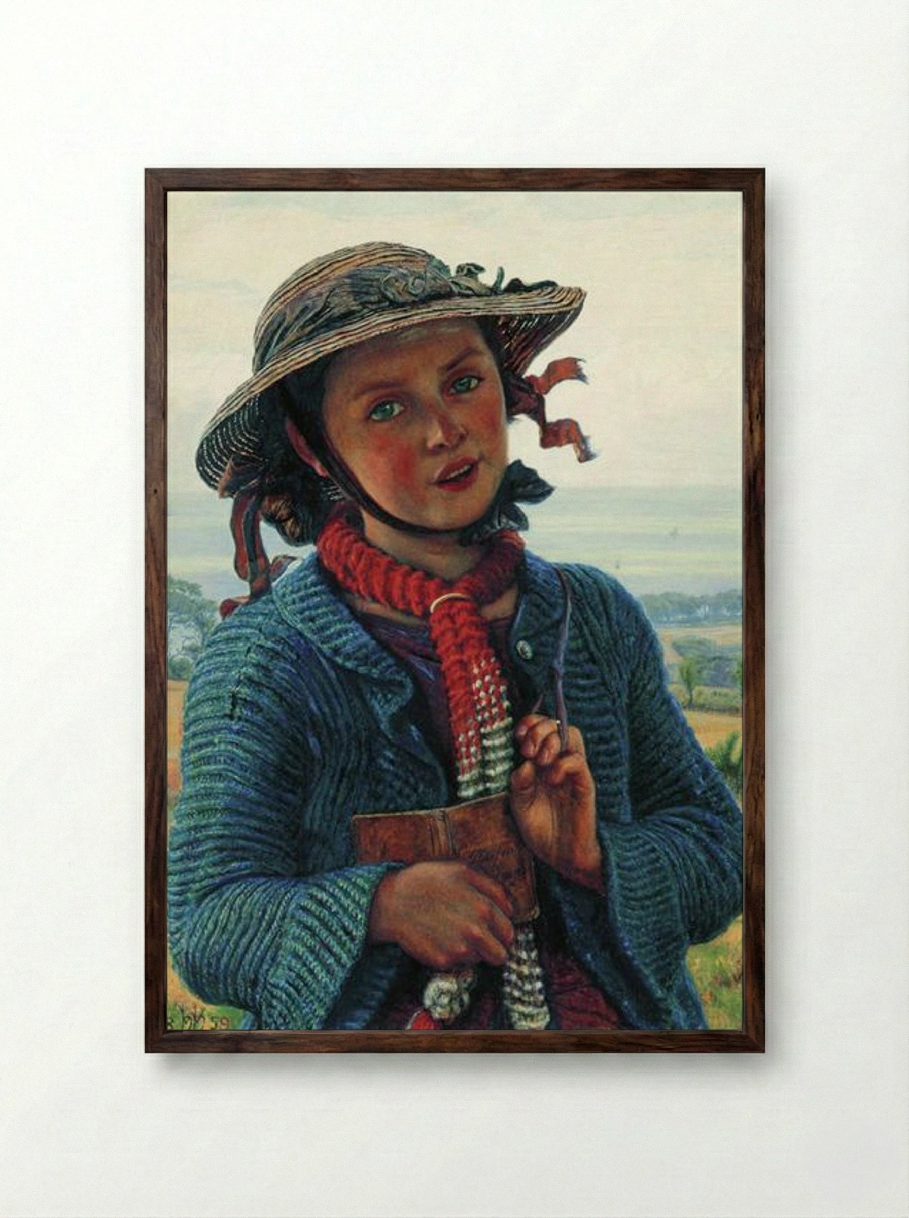 The Schoolgirl's Hymn - William Holman Hunt - Framed Print Dark Wood