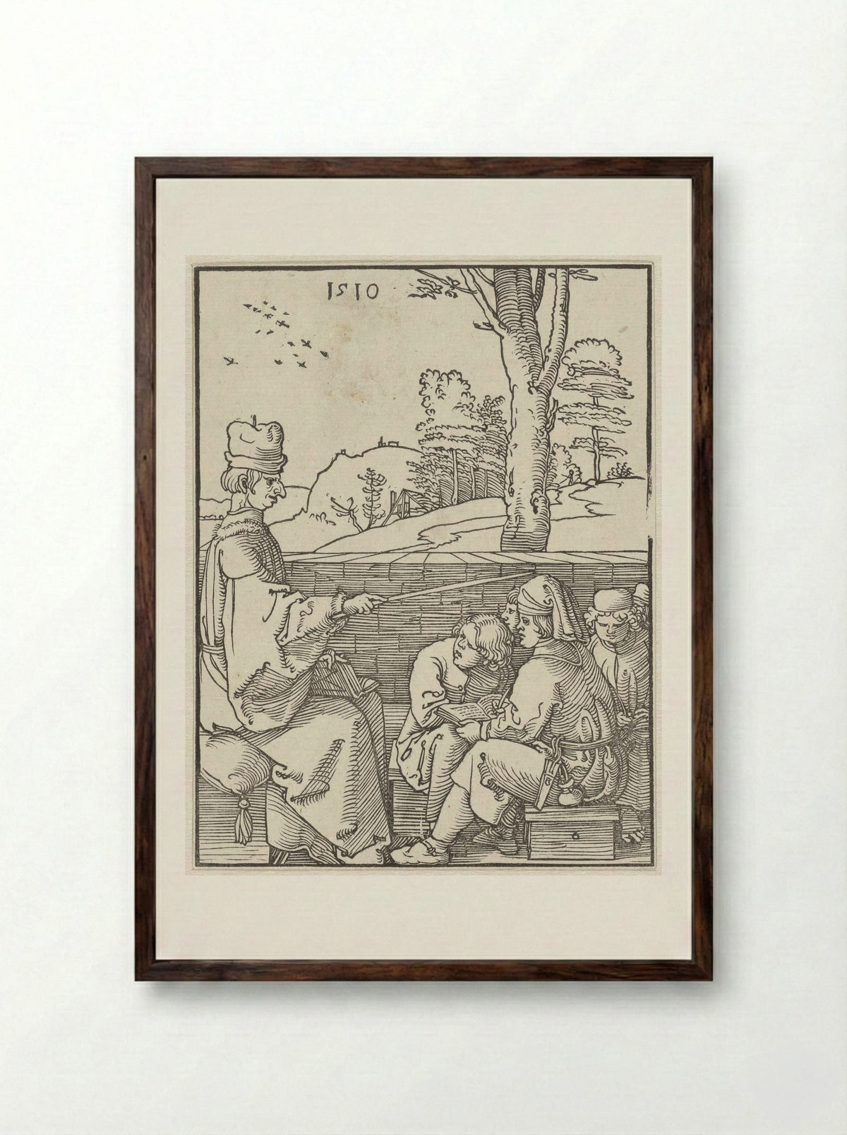 The Schoolmaster - Albrecht Dürer - Framed Print Dark Wood