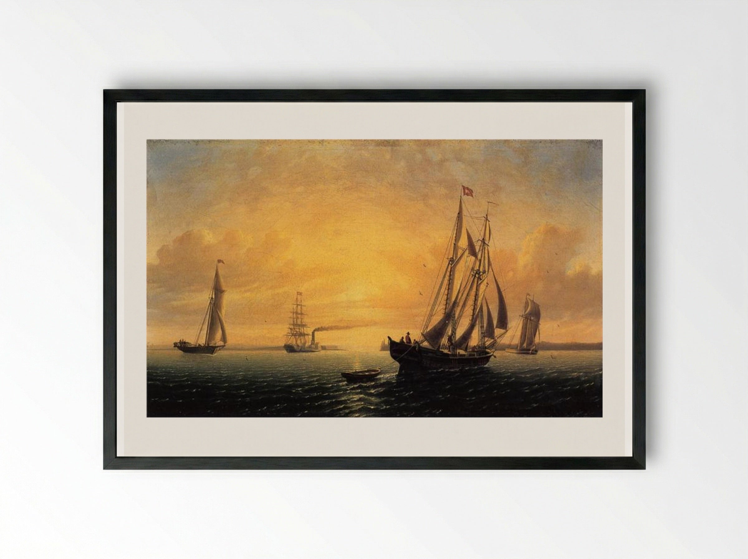The Schooner 'Jane' of Bath, Maine - William Bradford - Framed Print Black